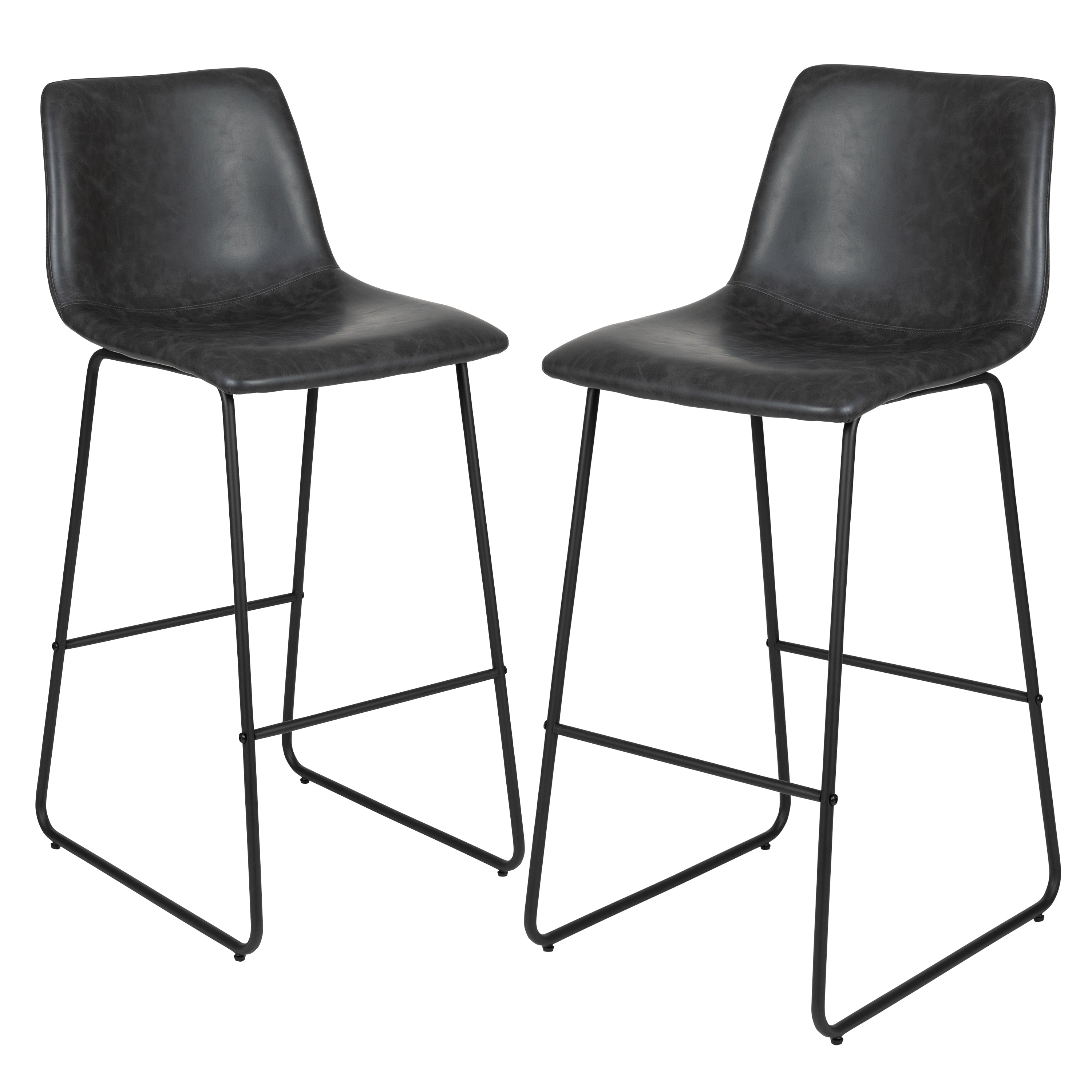 30 Inch LeatherSoft Bar Height Barstools, Set of 2