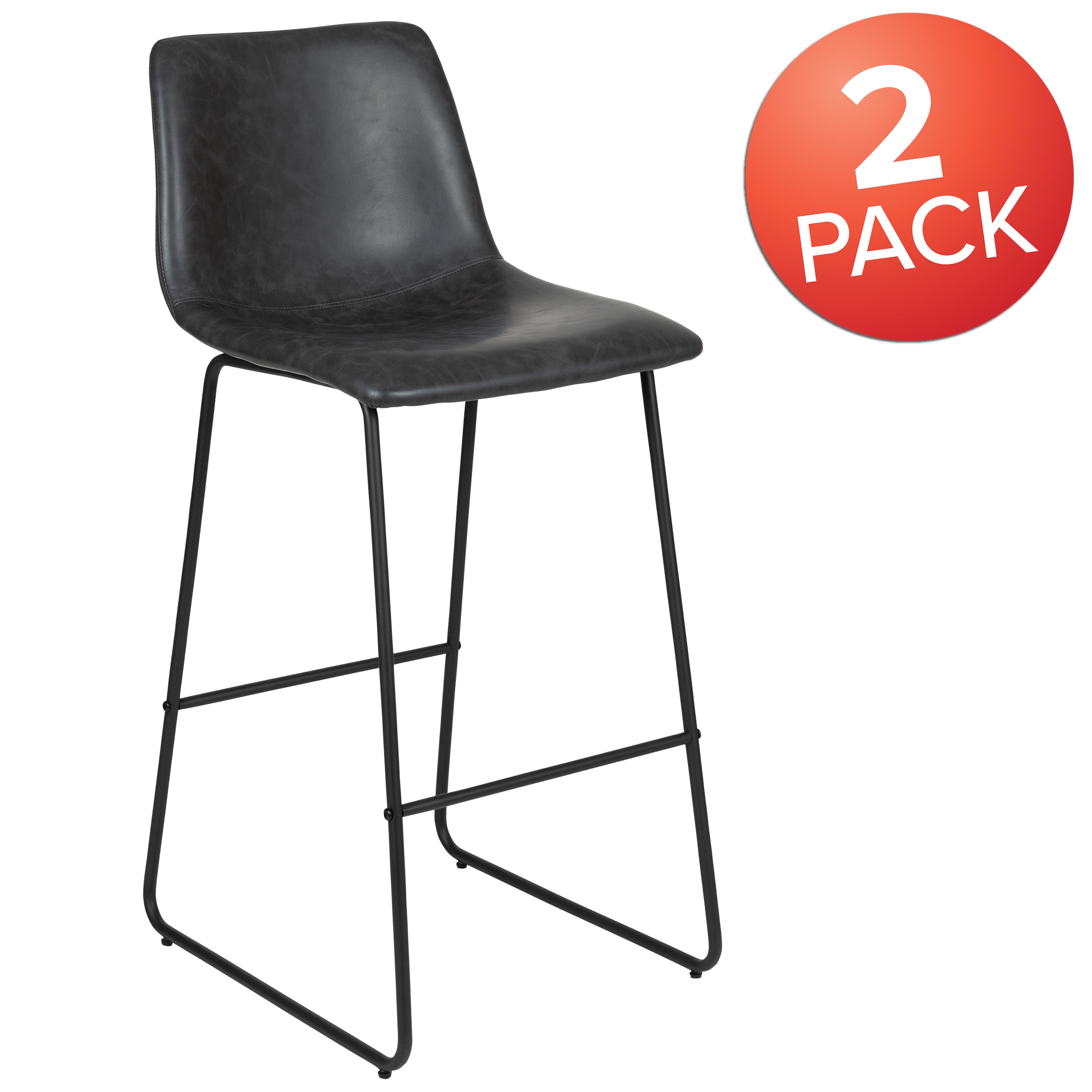 30 Inch LeatherSoft Bar Height Barstools, Set of 2
