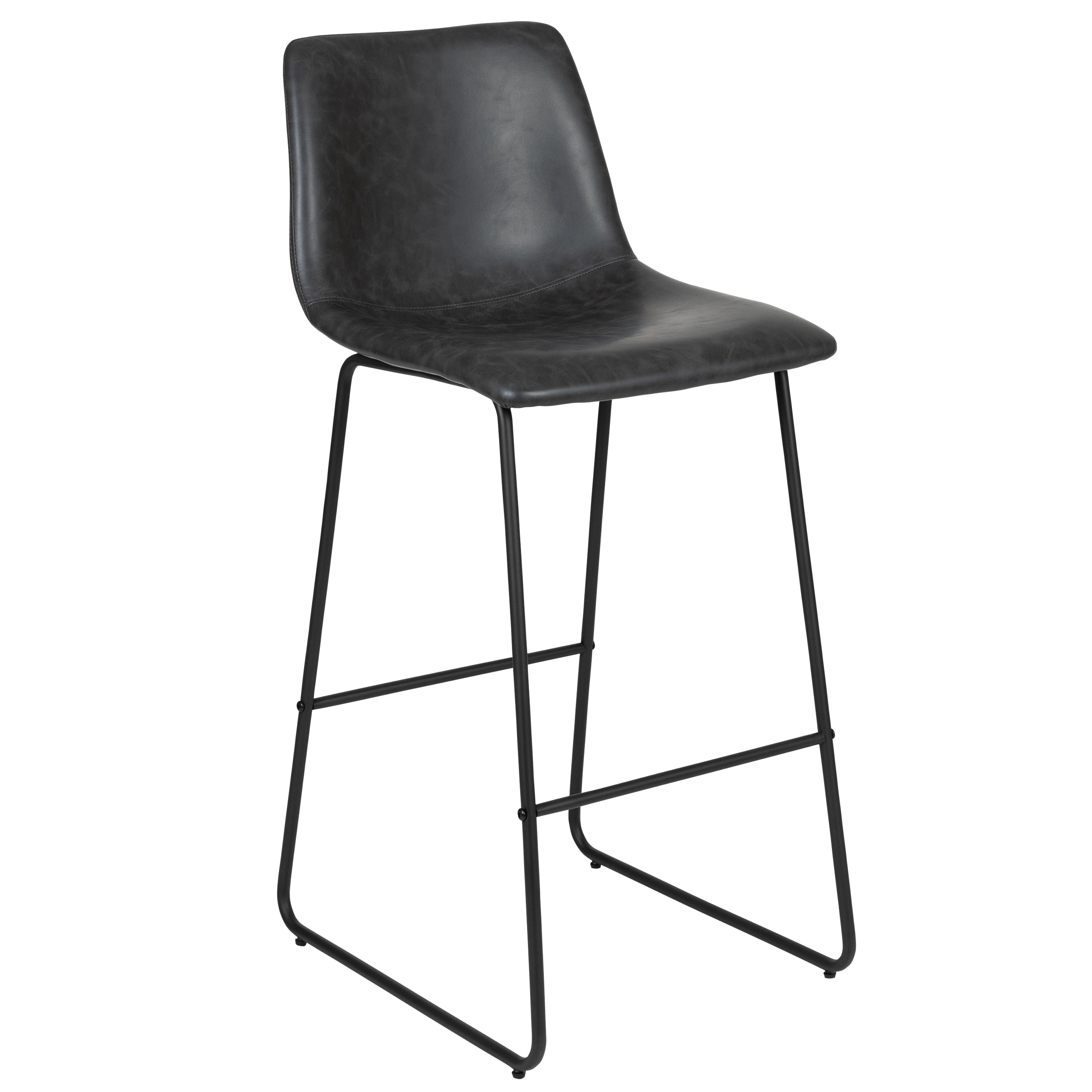 30 Inch Commercial Grade LeatherSoft Bar Height Barstools, Set of 2-Bar Stool-Flash Furniture-Wall2Wall Furnishings