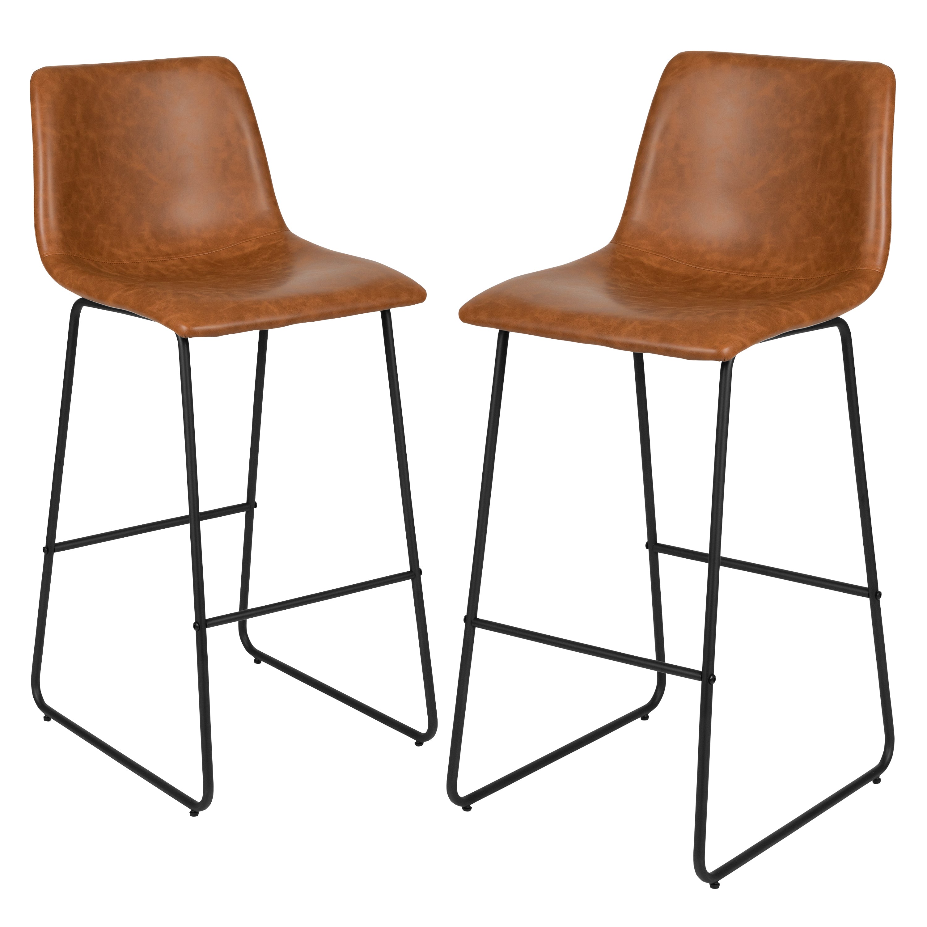 30 Inch LeatherSoft Bar Height Barstools, Set of 2
