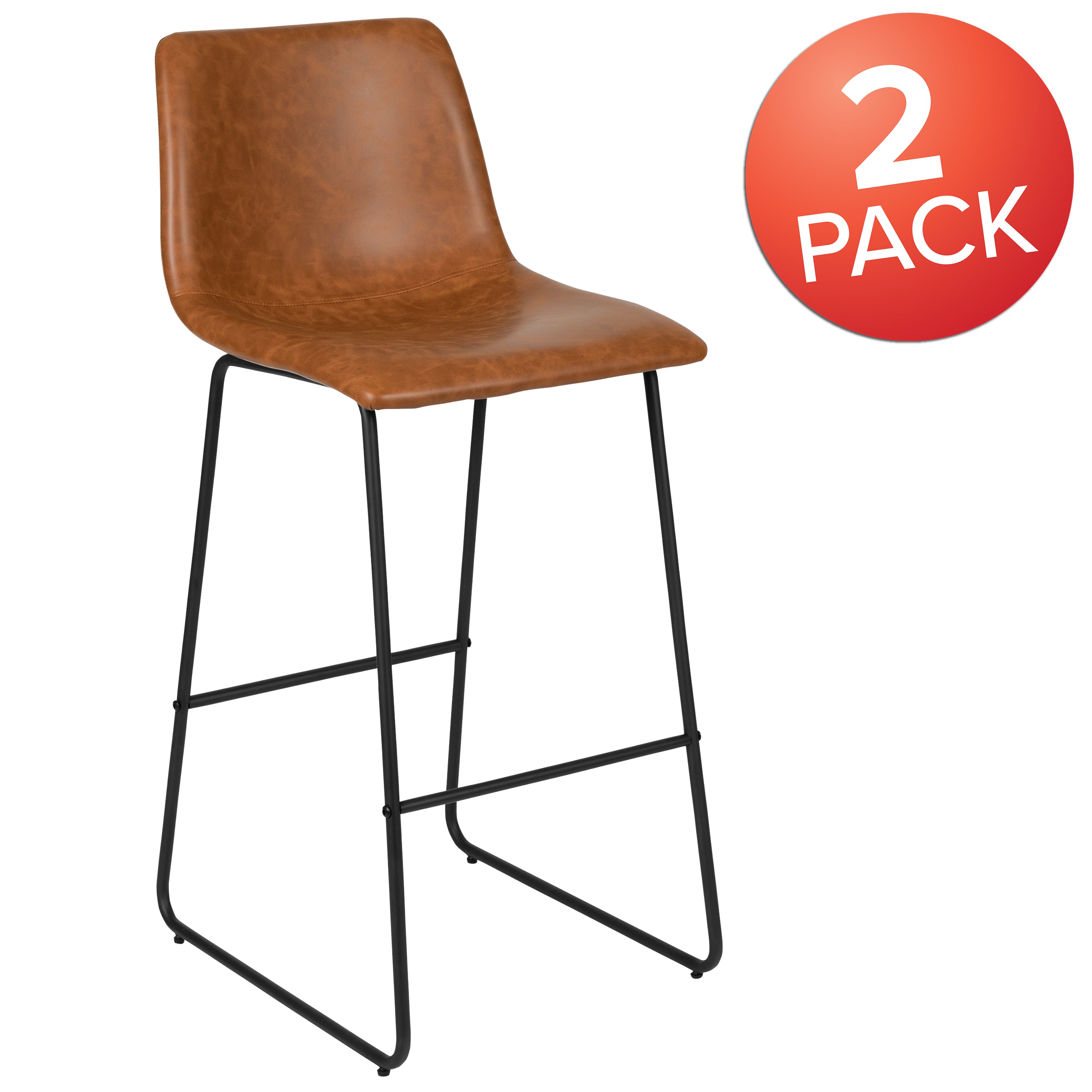 30 Inch LeatherSoft Bar Height Barstools, Set of 2