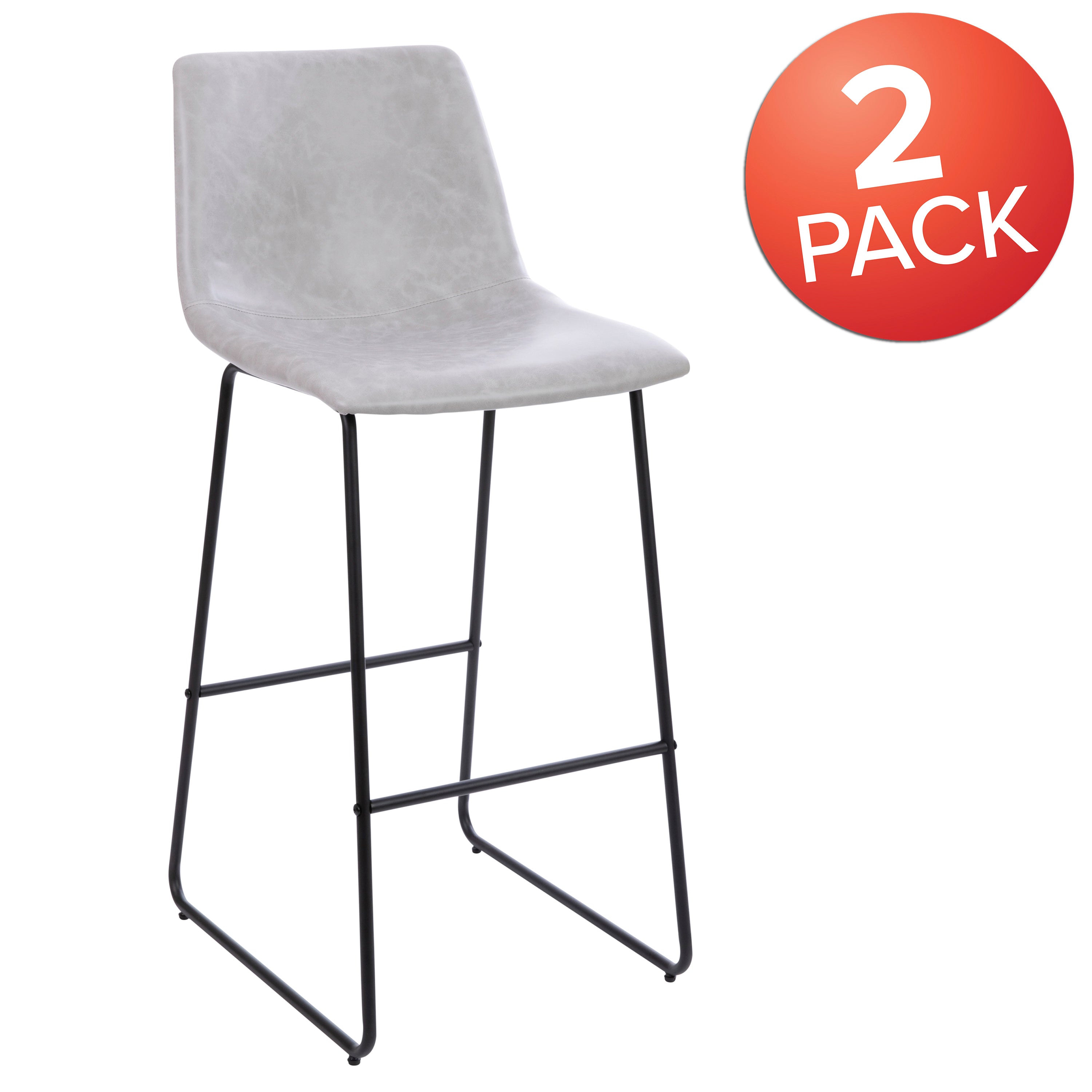 30 Inch LeatherSoft Bar Height Barstools, Set of 2