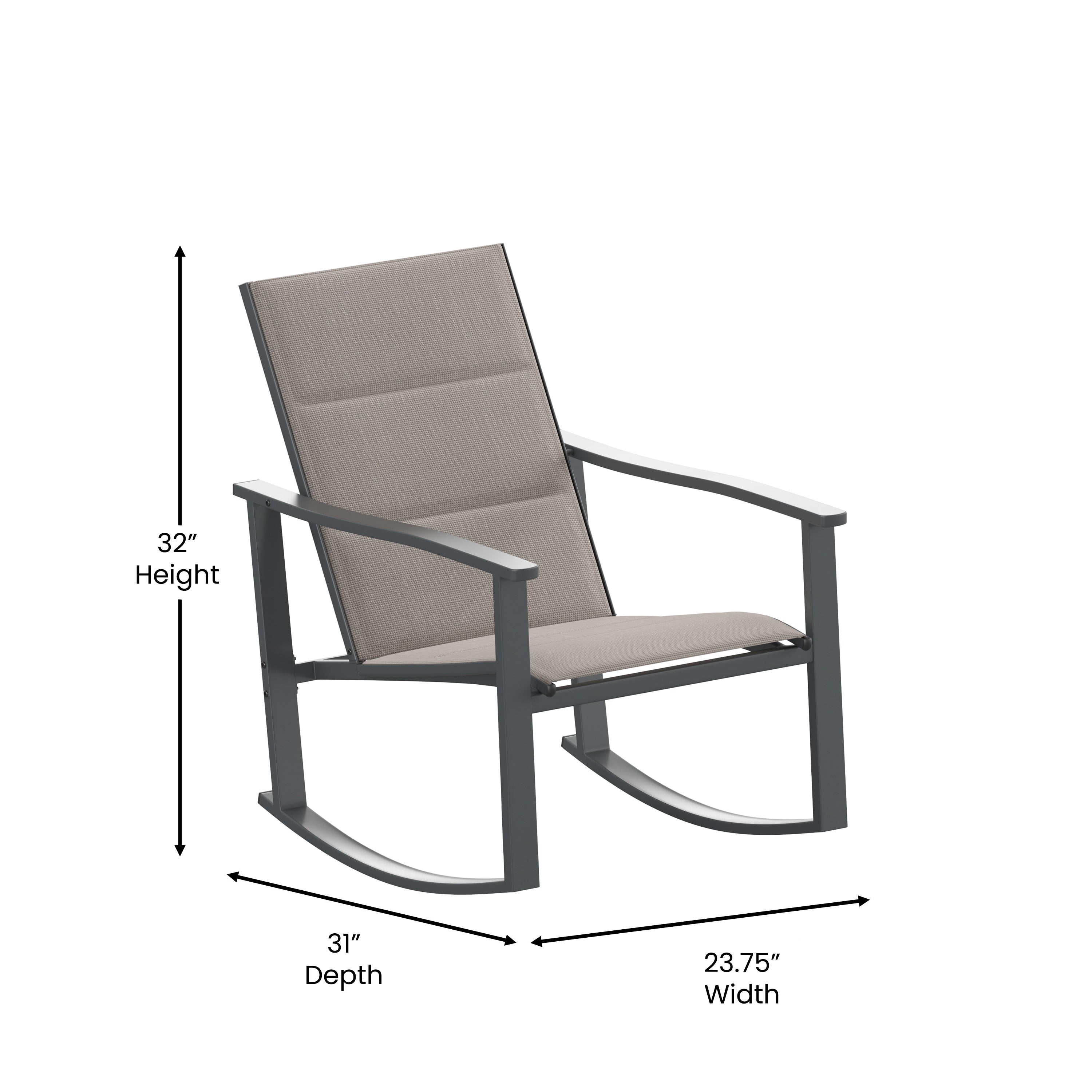 Brazos Set of 2 Outdoor Rocking Chairs with Flex Comfort Material and Metal Frame-Metal Patio Rocking Chair-Flash Furniture-Wall2Wall Furnishings