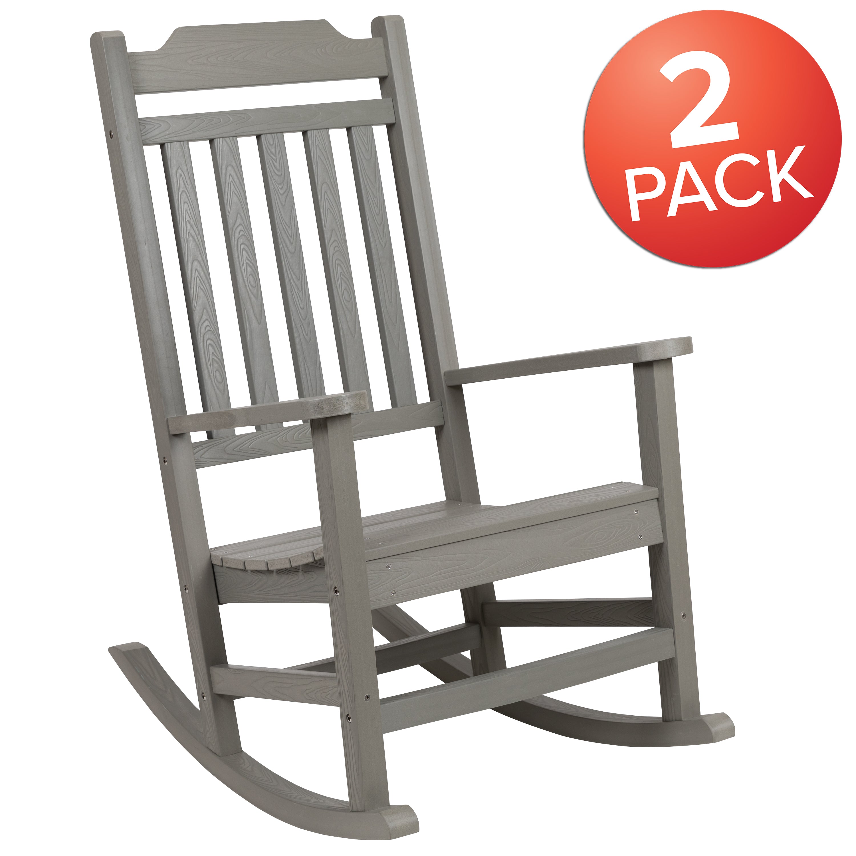 Set of 2 Winston All-Weather Faux Wood Rocking Chair-Outdoor Rocking Chair-Flash Furniture-Wall2Wall Furnishings
