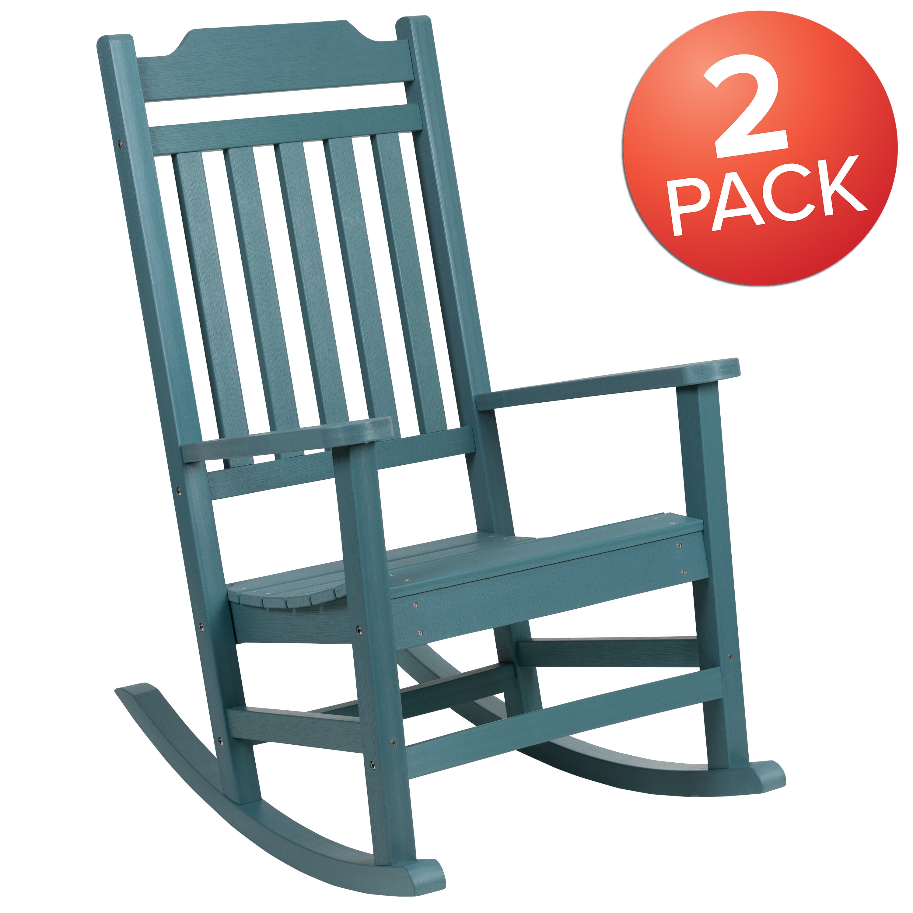 Set of 2 Winston All-Weather Faux Wood Rocking Chair-Outdoor Rocking Chair-Flash Furniture-Wall2Wall Furnishings