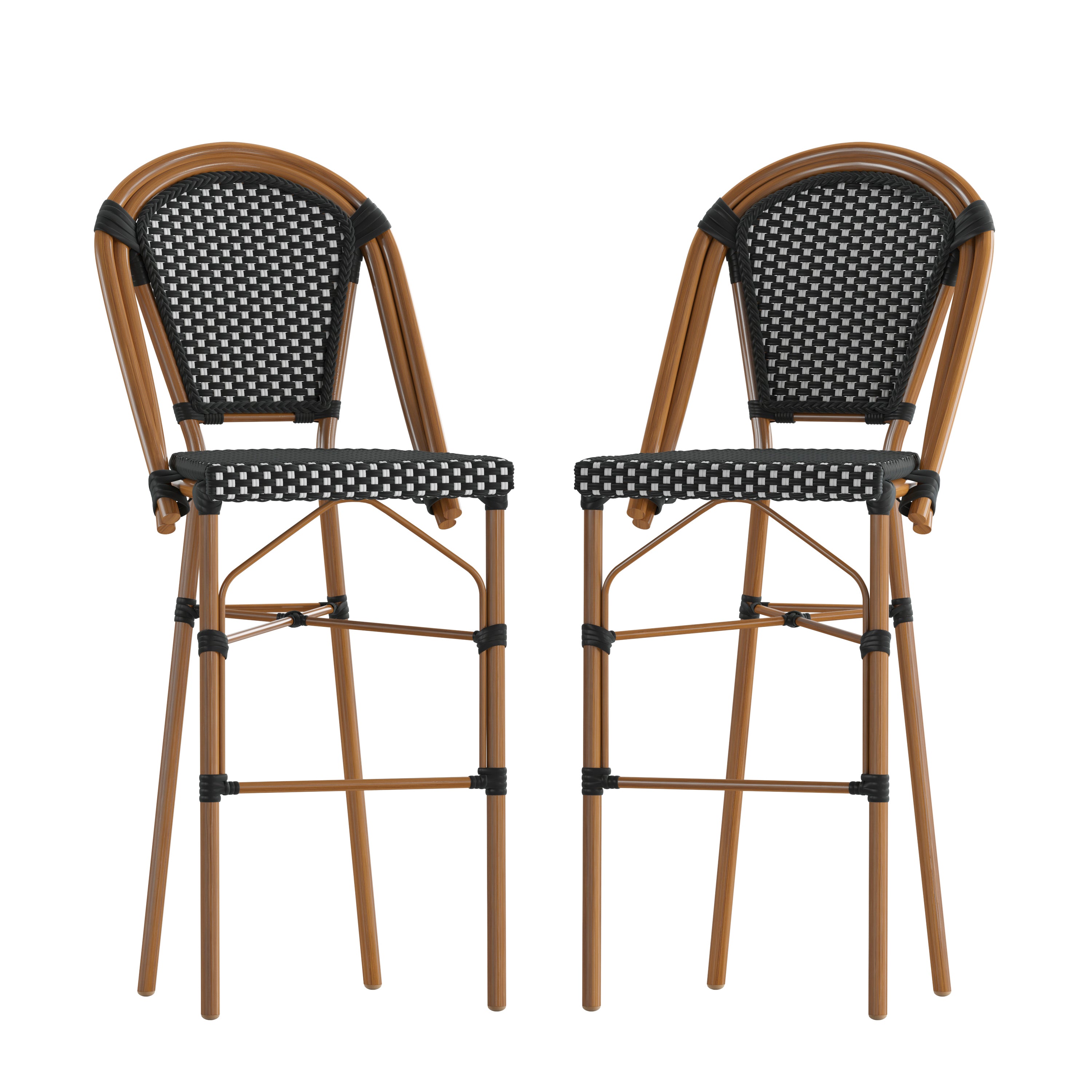 Bordeaux Set of 2 Stackable Indoor/Outdoor Bistro 30" High Bar Height Stools
