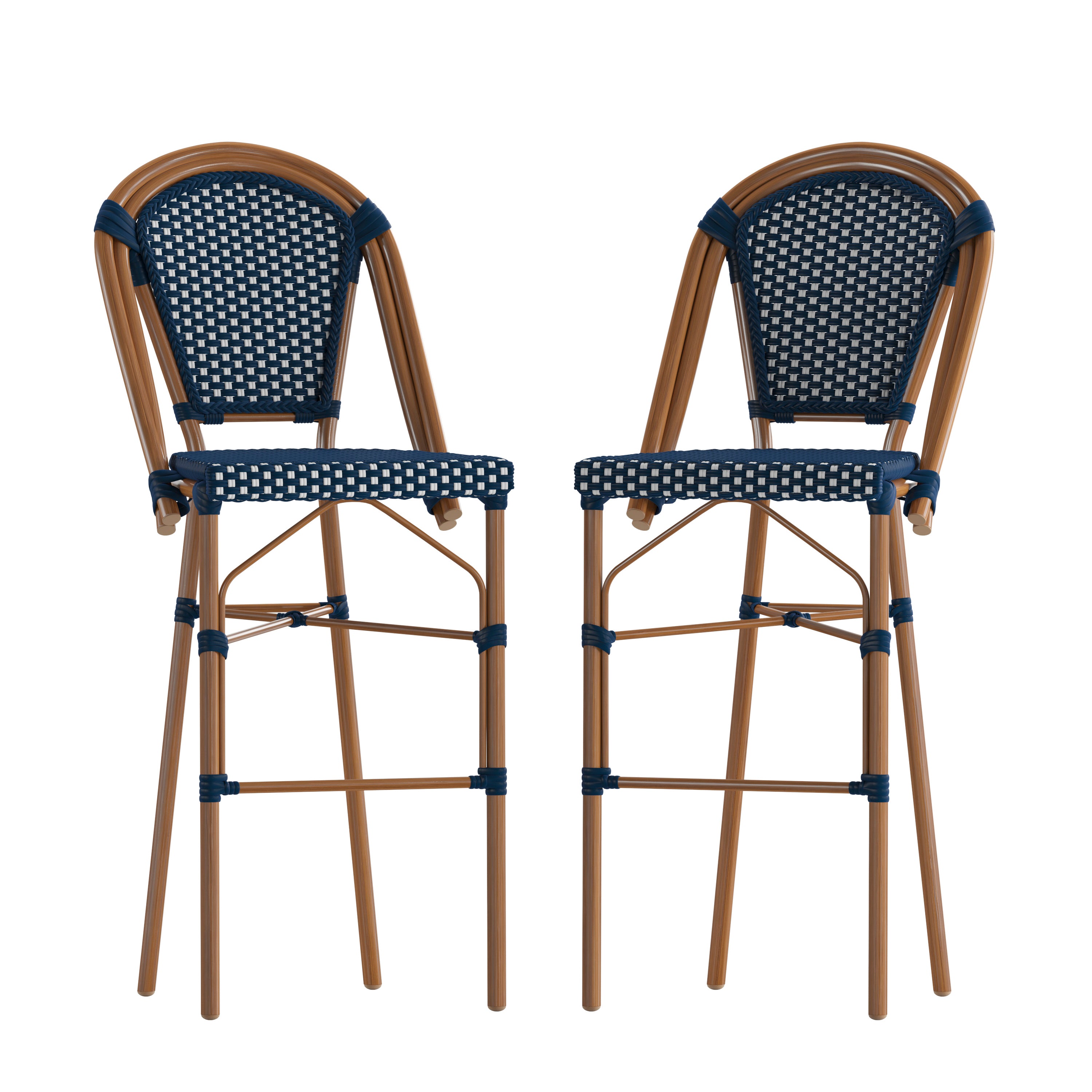 Bordeaux Set of 2 Stackable Indoor/Outdoor Bistro 30" High Bar Height Stools