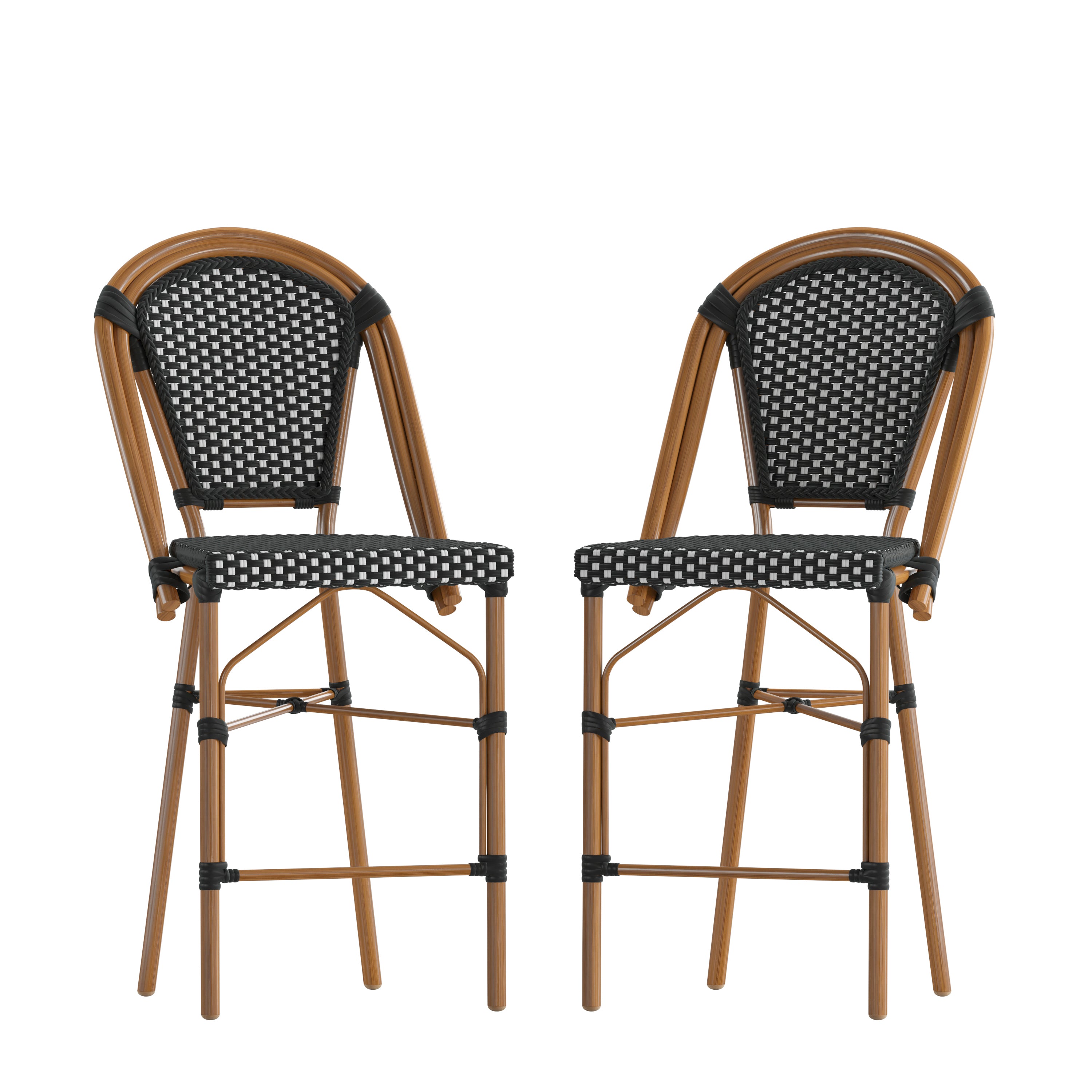 Bordeaux Set of 2 Stackable Indoor/Outdoor Bistro 26" High Counter Height Stools