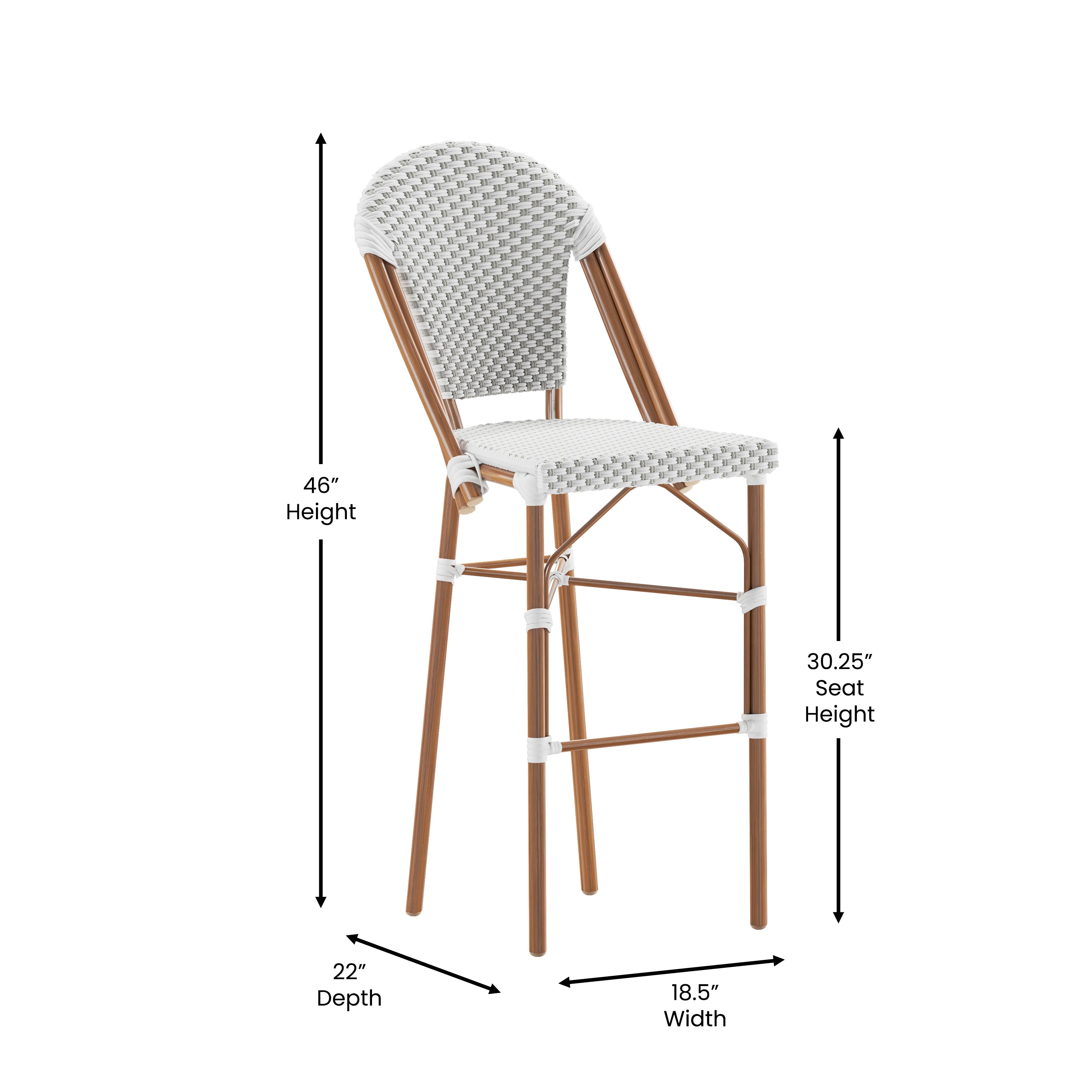 Lourdes Set of 2 Stackable Indoor/Outdoor Bistro 30" High Bar Height Stools