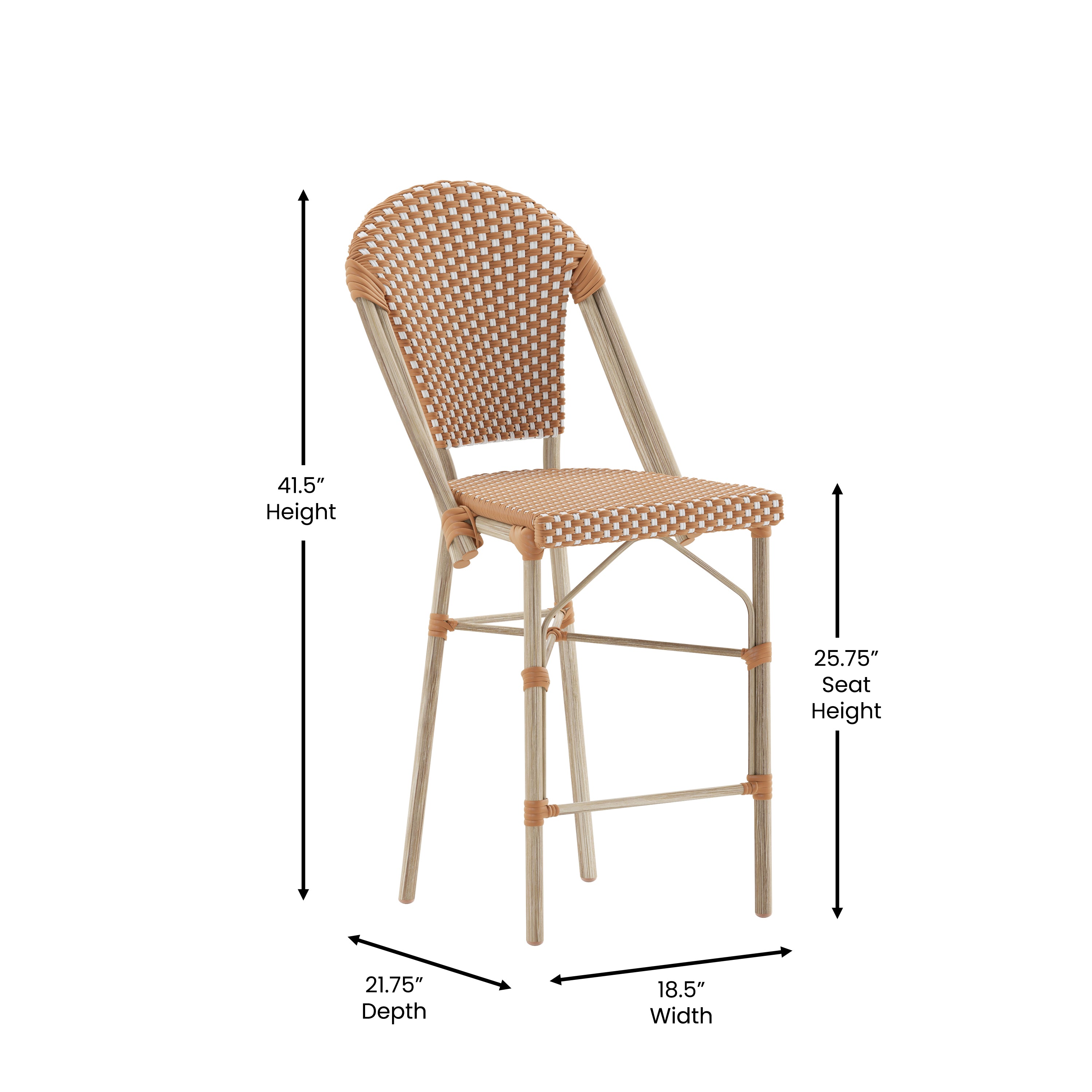 Lourdes Set of 2 Stackable Indoor/Outdoor Bistro 26" High Counter Height Stools