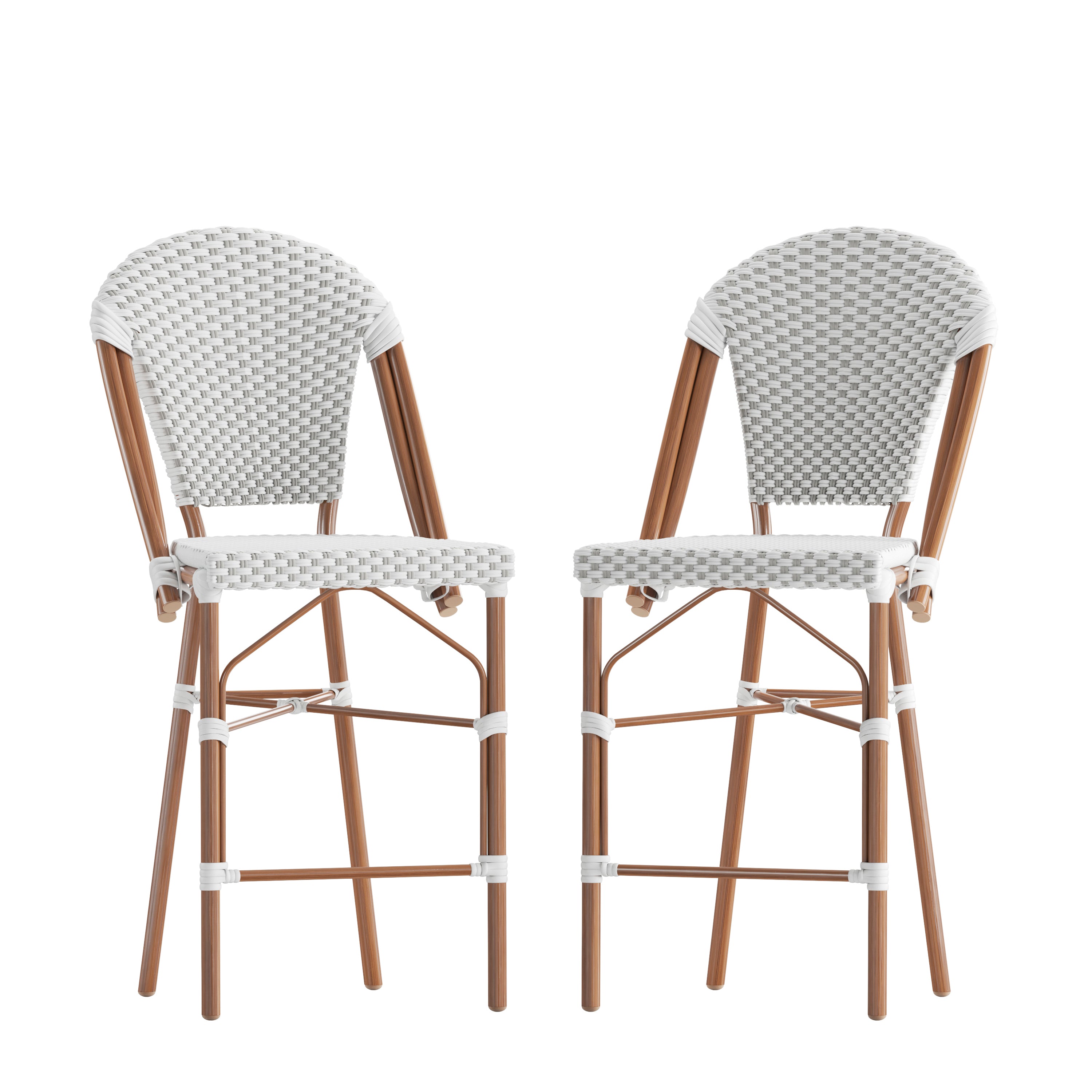 Lourdes Set of 2 Stackable Indoor/Outdoor Bistro 26" High Counter Height Stools