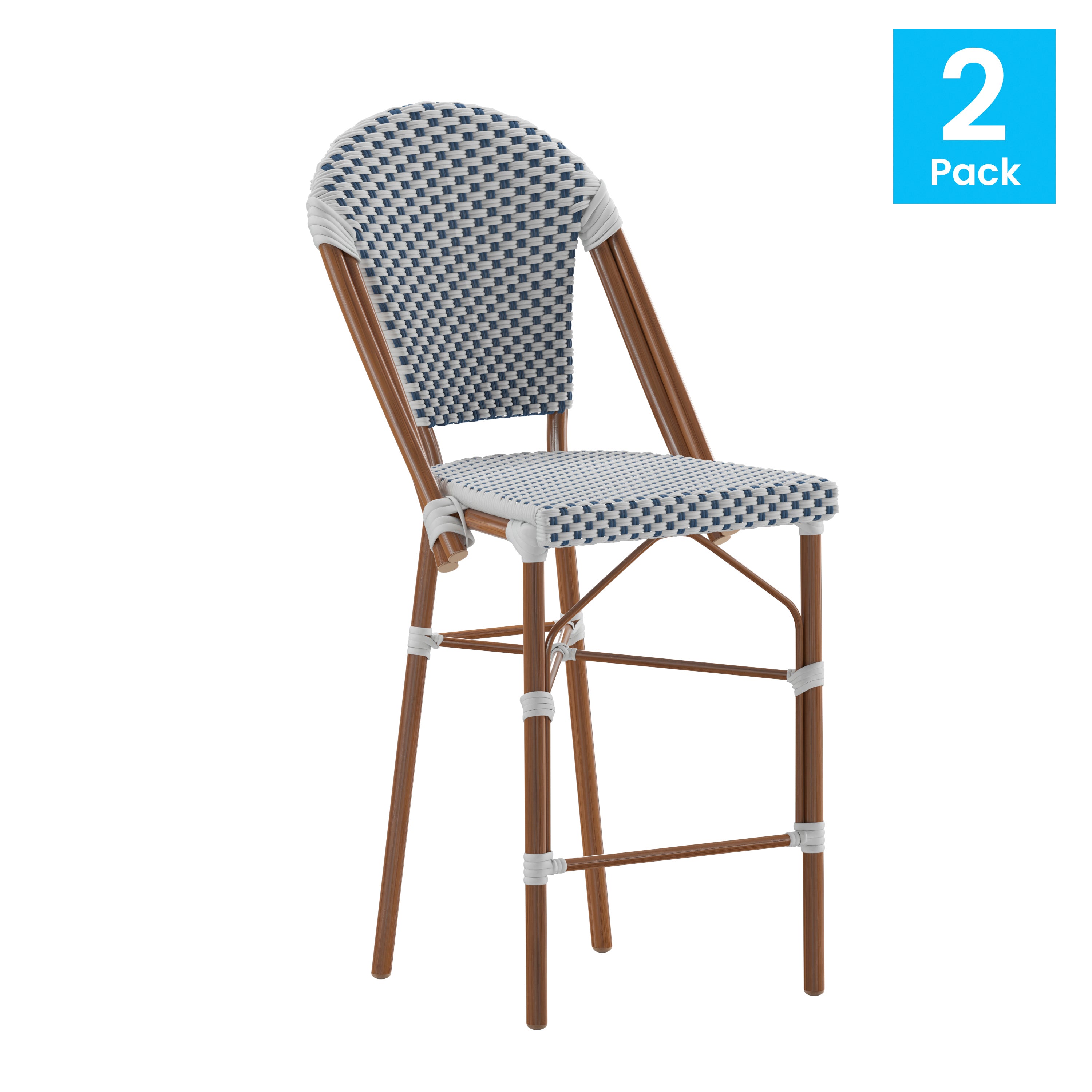 Lourdes Set of 2 Stackable Indoor/Outdoor Bistro 26" High Counter Height Stools
