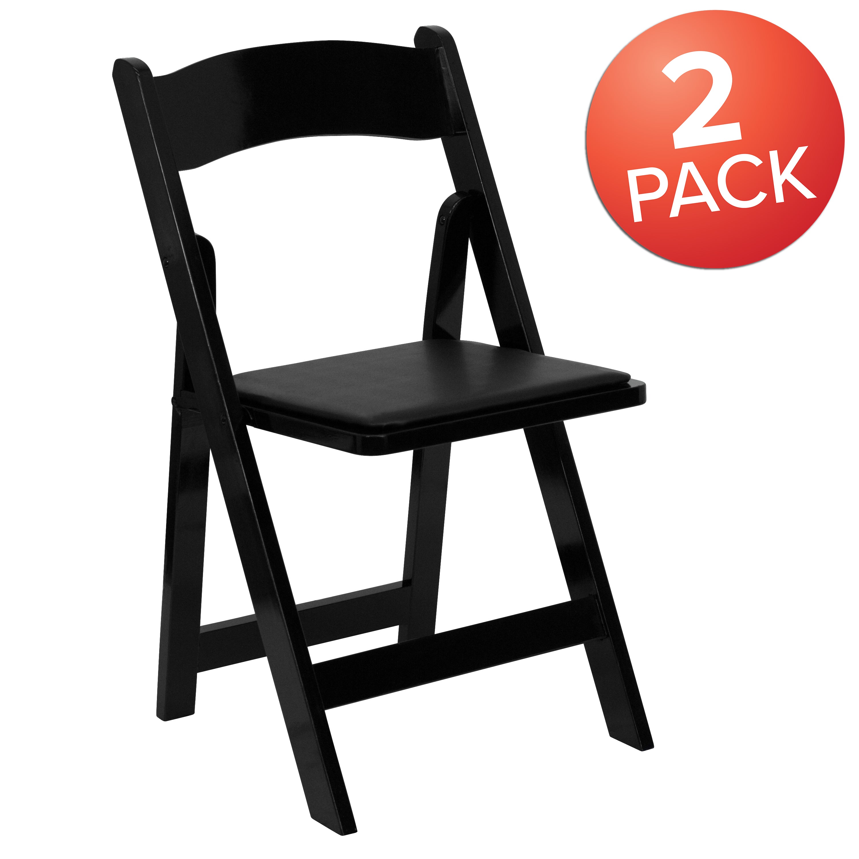 2 Pack HERCULES Series Wood Folding Chair with Vinyl Padded Seat-Folding Chair-Flash Furniture-Wall2Wall Furnishings