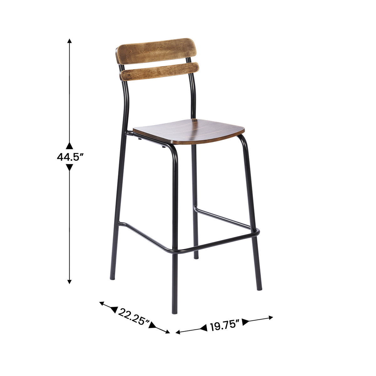 2 Pack Cyprus Commercial Grade Solid Wood Bar Stools with Metal Frames and Antique Finish