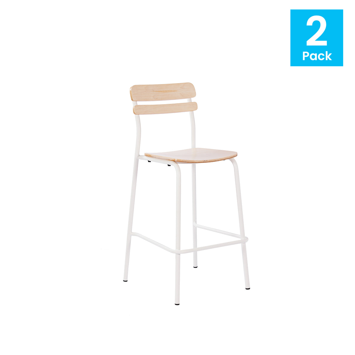 2 Pack Cyprus Commercial Grade Solid Wood Bar Stools with Metal Frames and Antique Finish