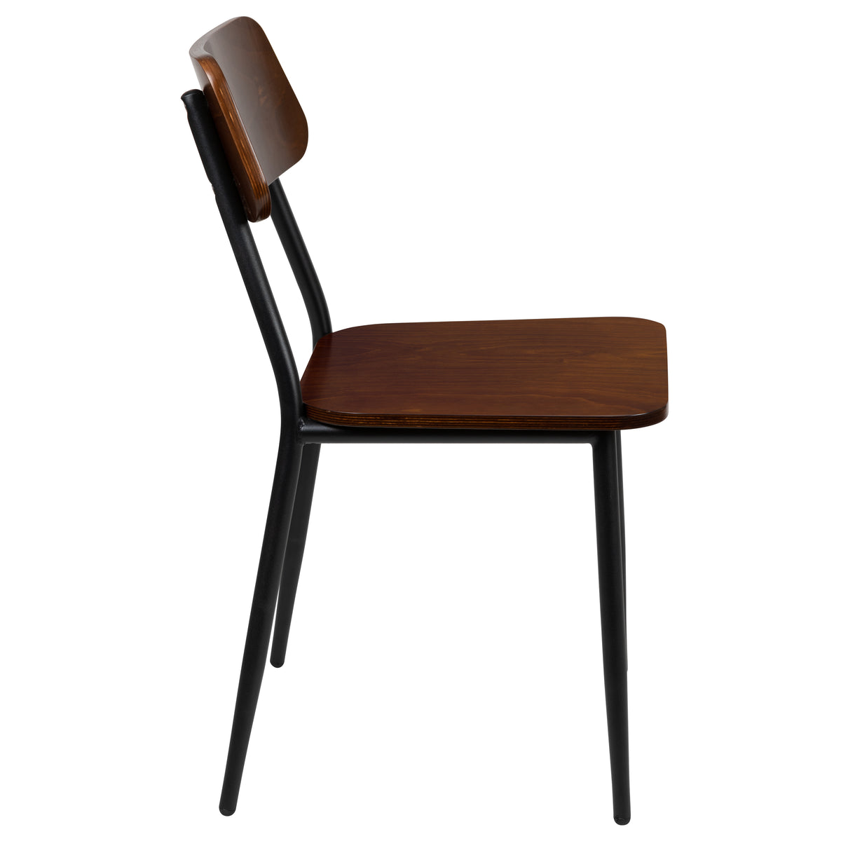 Industrial Dining Chair with Steel Frame and Rustic Wood Seat, Set of 2