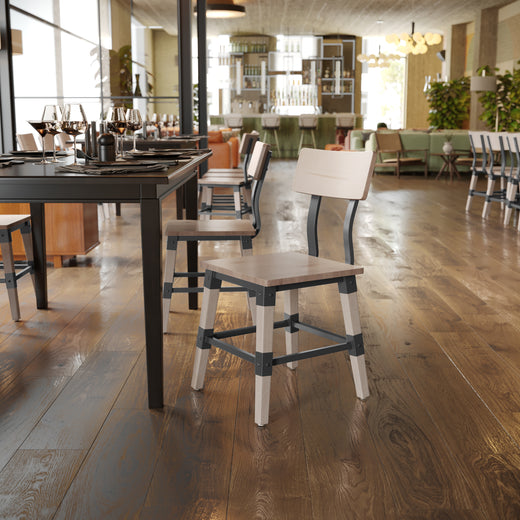 2 Pack Rustic Antique Industrial Wood Dining Chair