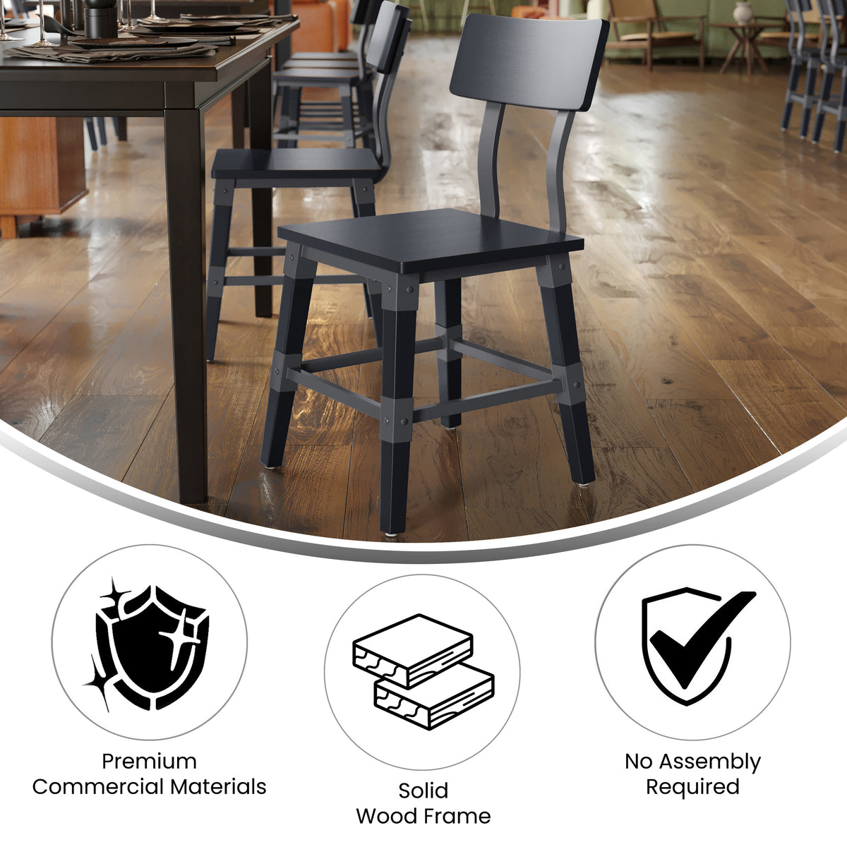 2 Pack Rustic Antique Industrial Wood Dining Chair