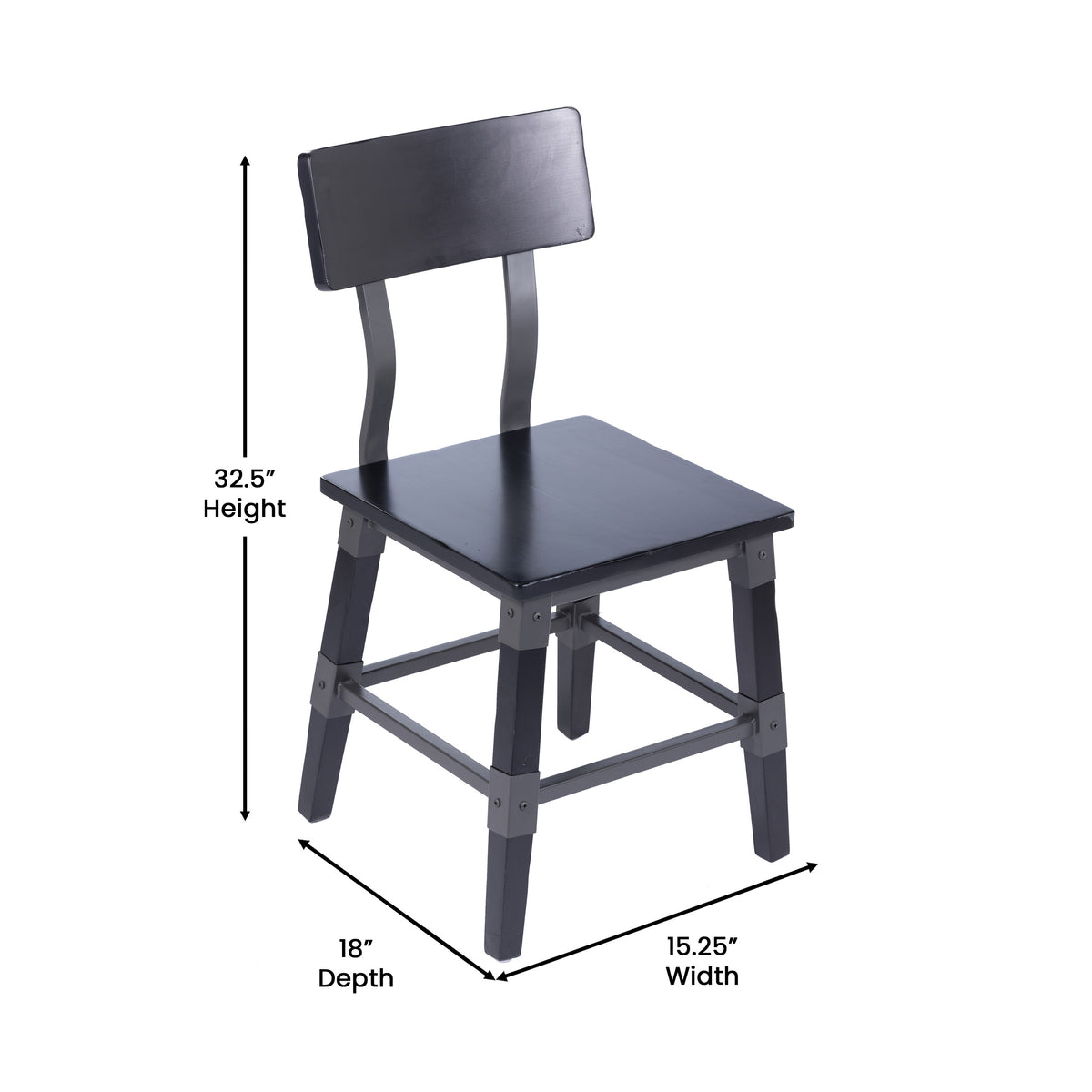 2 Pack Rustic Antique Industrial Wood Dining Chair