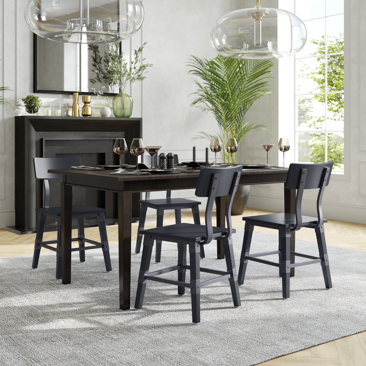 2 Pack Rustic Antique Industrial Wood Dining Chair