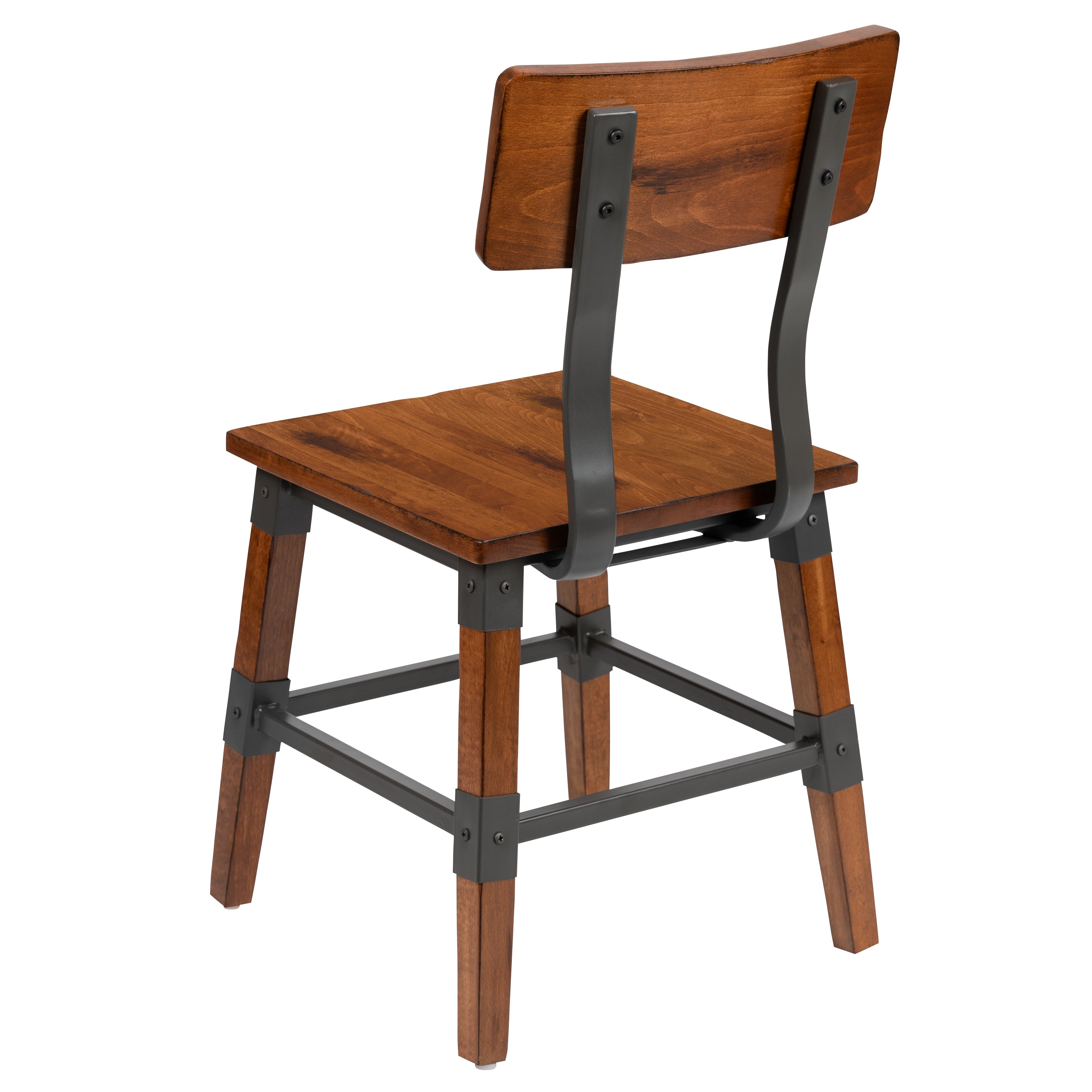 2 Pack Rustic Antique Industrial Wood Dining Chair-Restaurant Chair-Flash Furniture-Wall2Wall Furnishings
