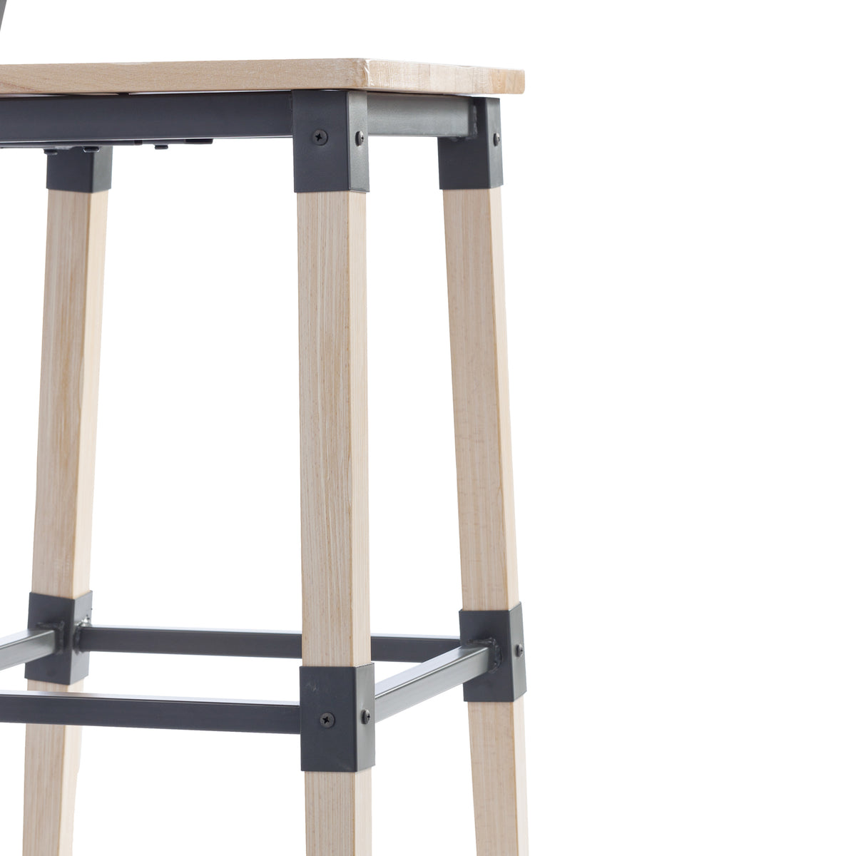 2 Pack Rustic Antique Industrial Wood Dining Barstool