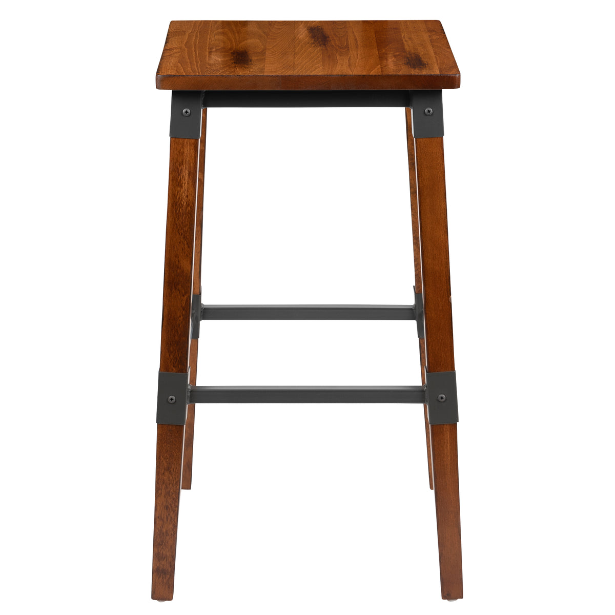 2 Pack Rustic Antique Industrial Wood Dining Backless Barstool