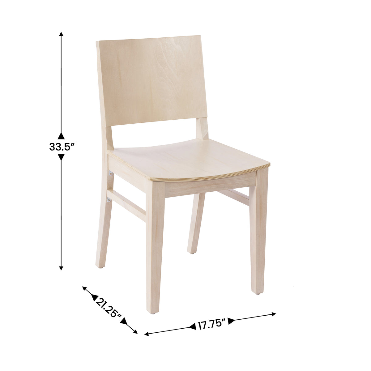 2 Pack Naples Commercial Grade Solid Wood Dining Chairs with Curved Backrests