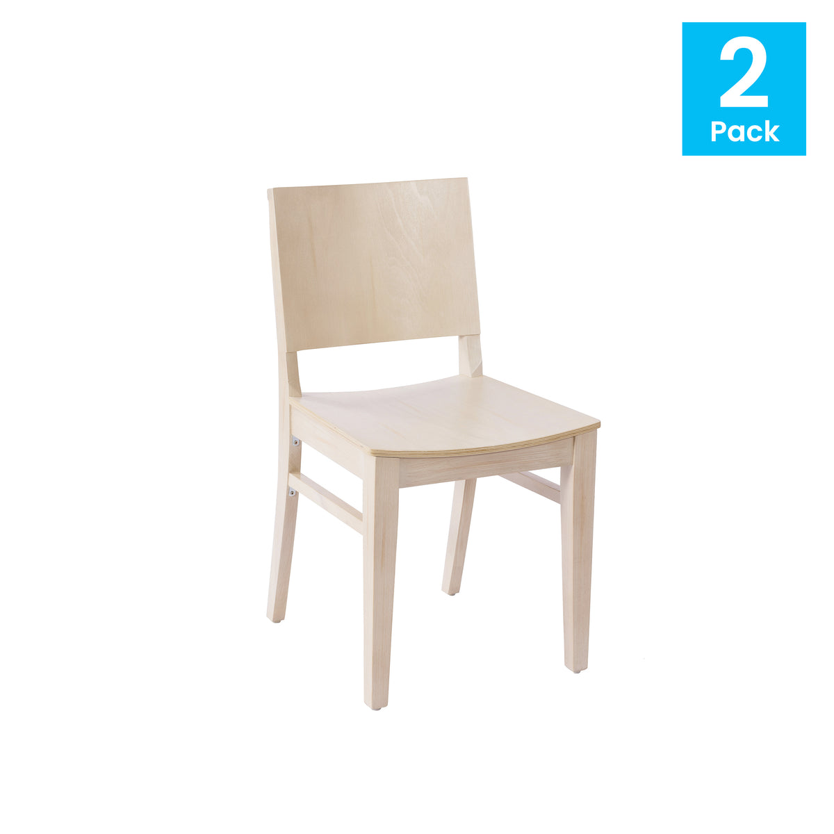 2 Pack Naples Commercial Grade Solid Wood Dining Chairs with Curved Backrests