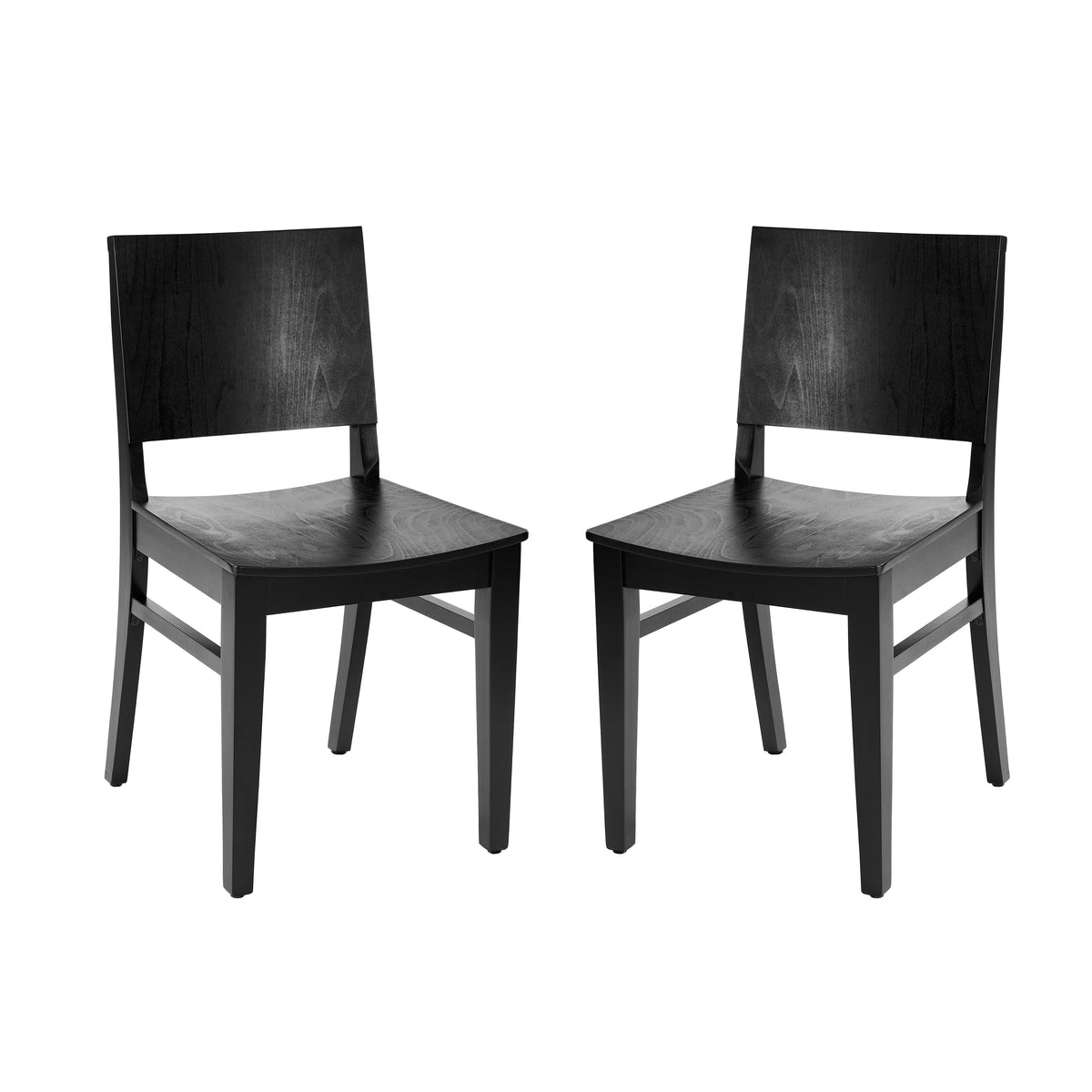 2 Pack Naples Commercial Grade Solid Wood Dining Chairs with Curved Backrests