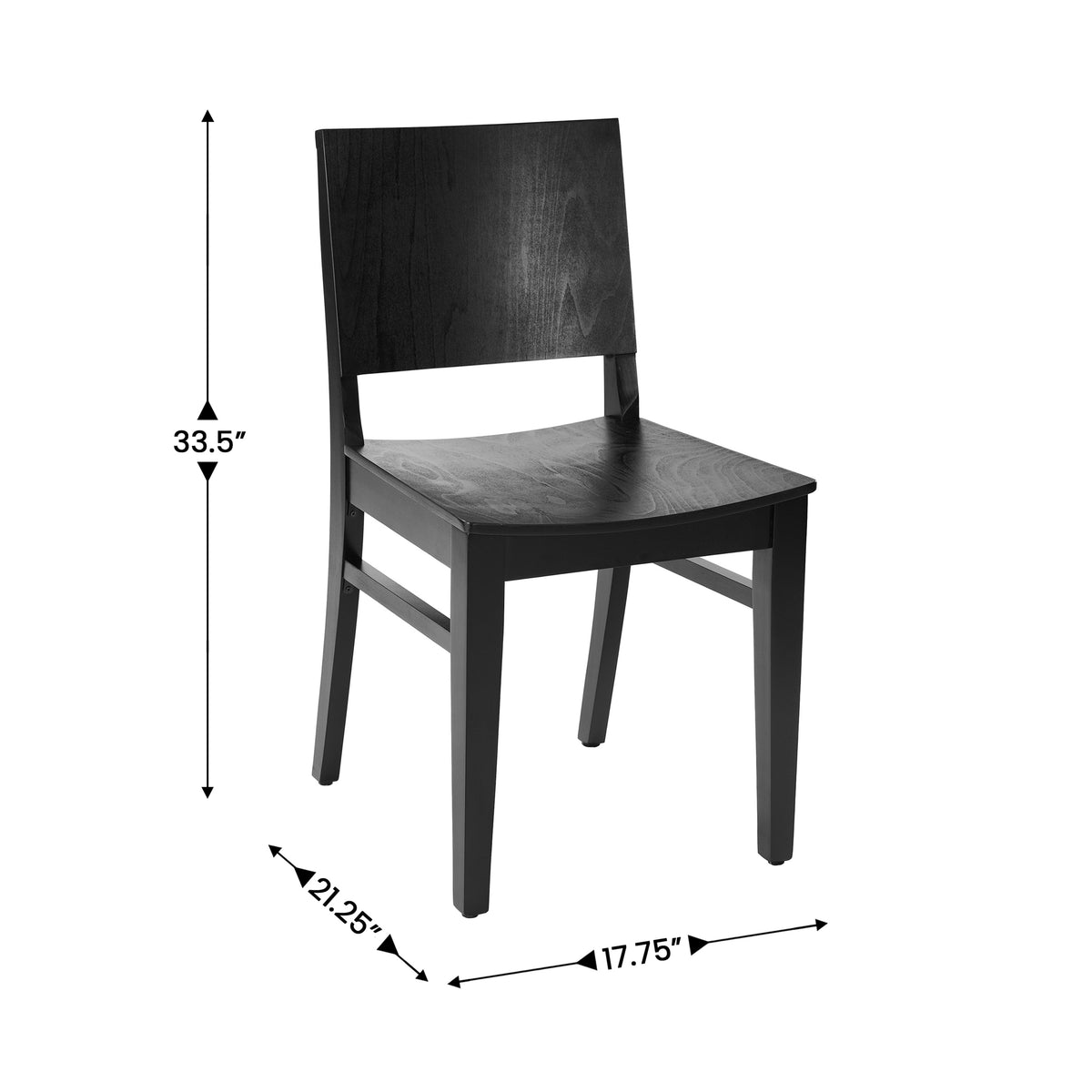 2 Pack Naples Commercial Grade Solid Wood Dining Chairs with Curved Backrests