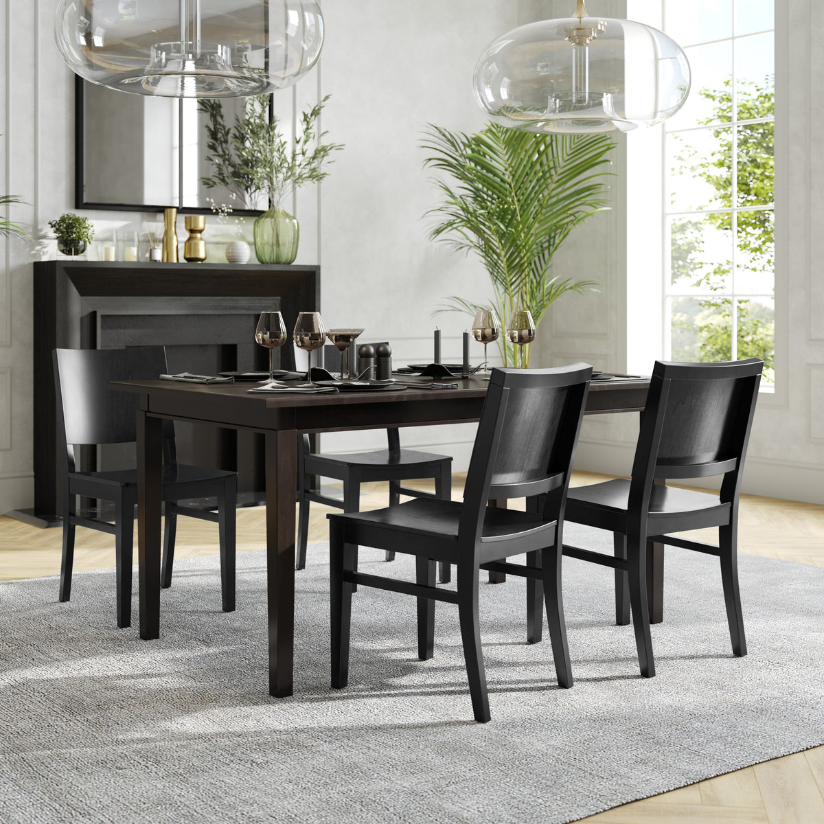 2 Pack Naples Commercial Grade Solid Wood Dining Chairs with Curved Backrests