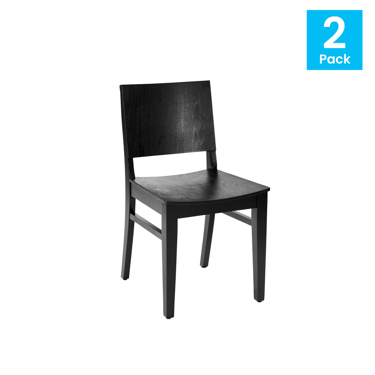 2 Pack Naples Commercial Grade Solid Wood Dining Chairs with Curved Backrests