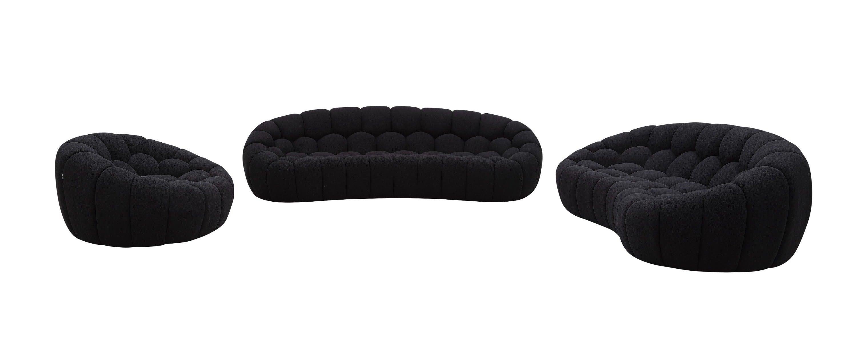 Divani Casa Yolonda Modern Curved Fabric Sofa Set