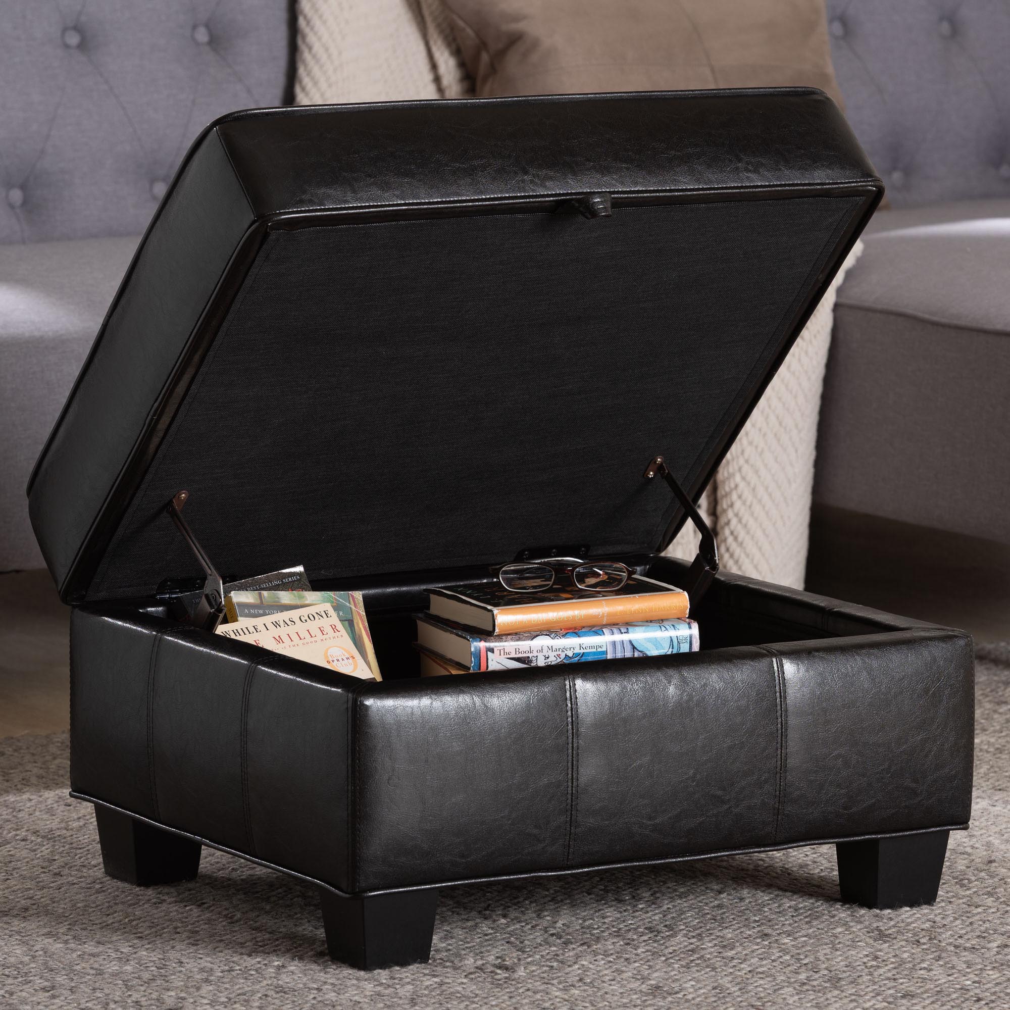 Agustus Leather Storage Ottoman