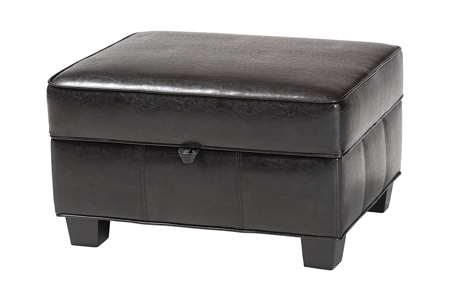 Agustus Leather Storage Ottoman