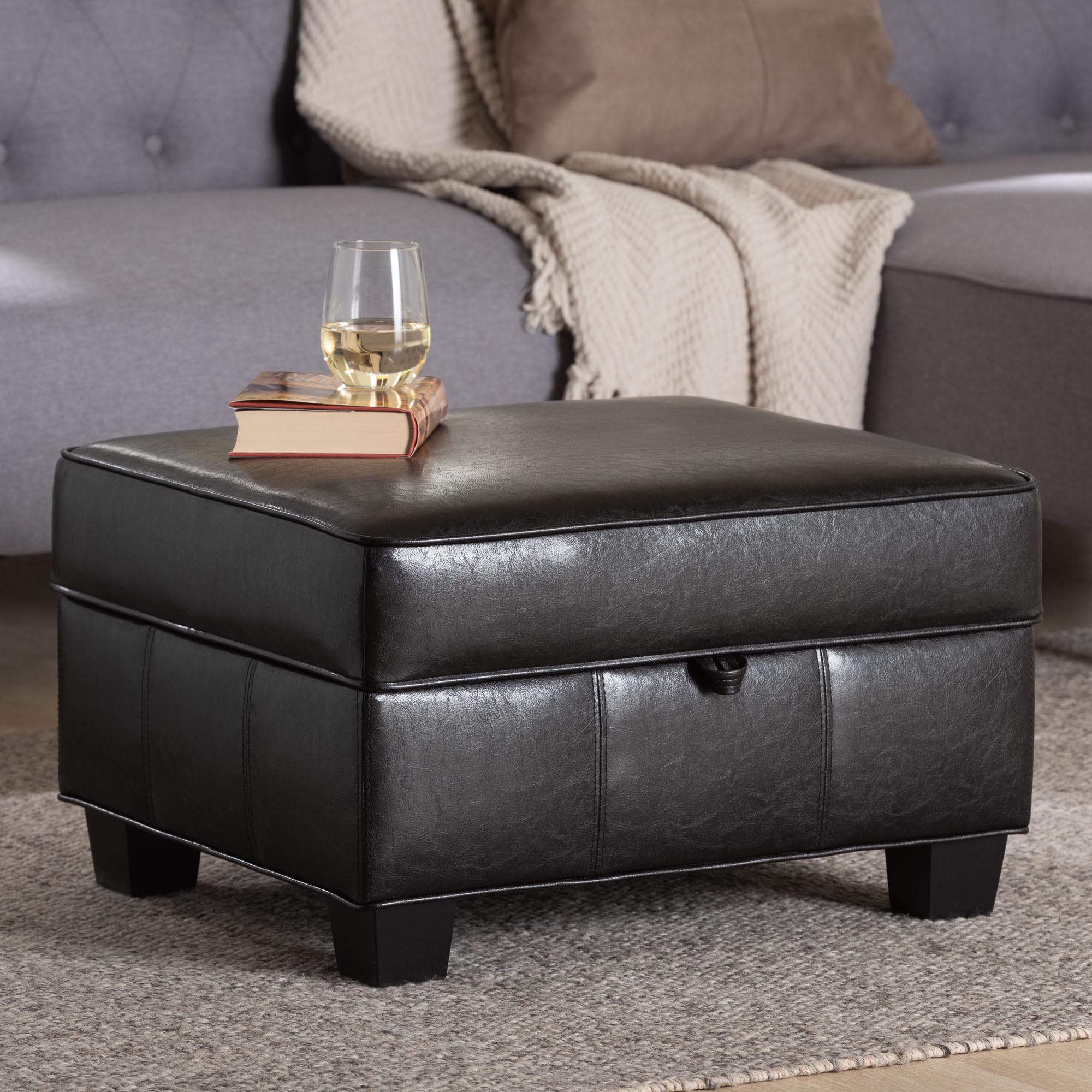 Agustus Leather Storage Ottoman