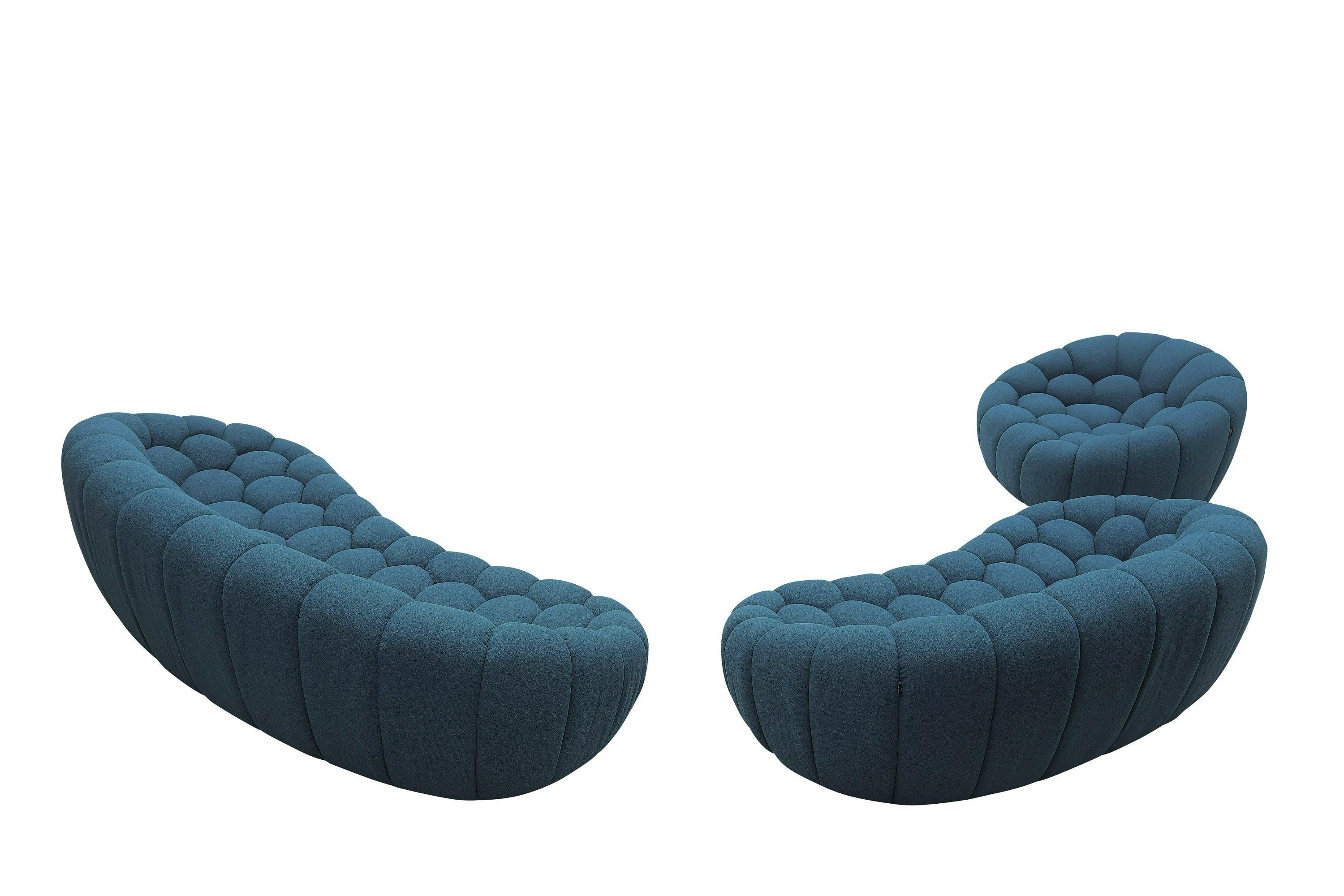 Divani Casa Yolonda Modern Curved Dark Fabric Sofa Set