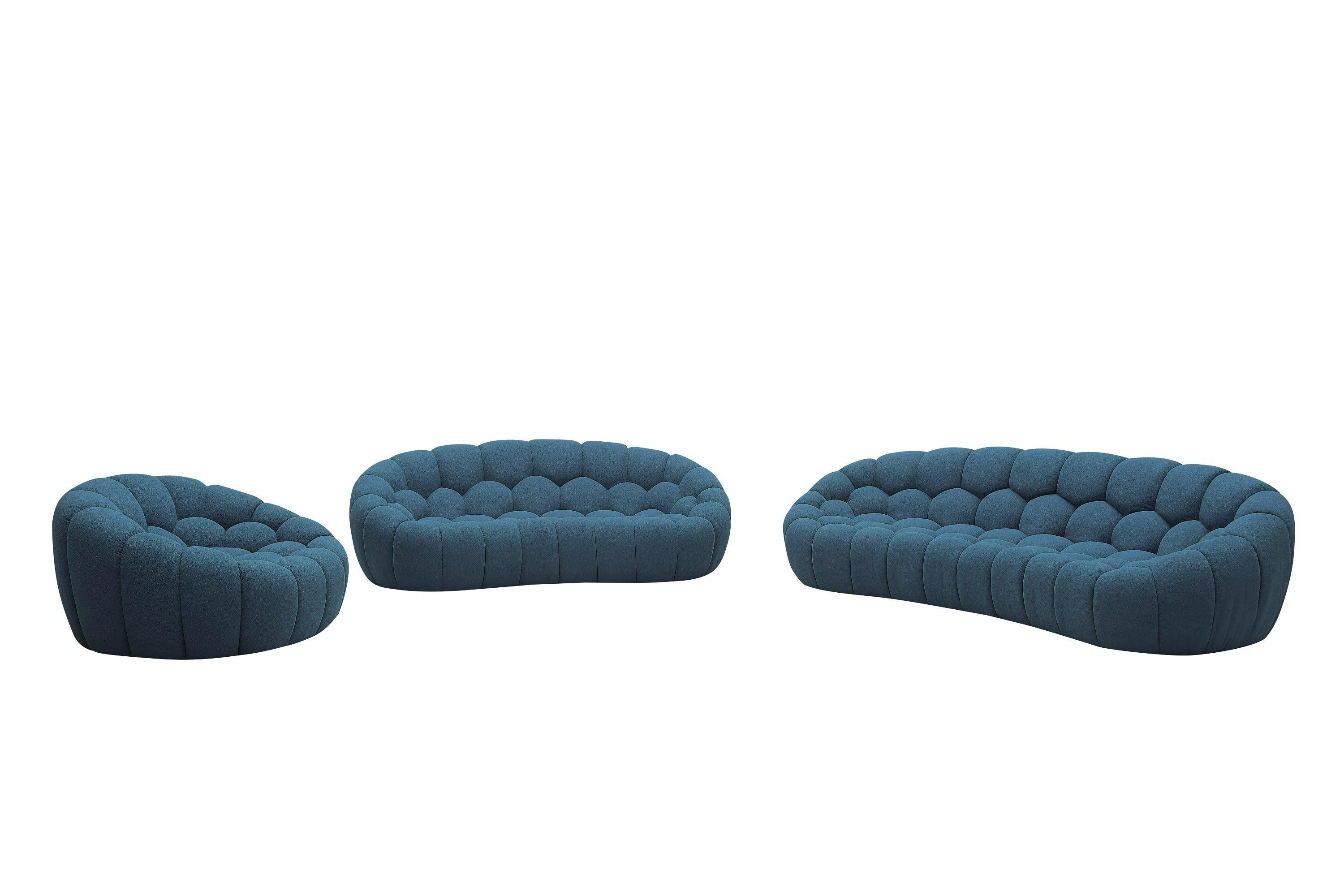 Divani Casa Yolonda Modern Curved Dark Fabric Sofa Set