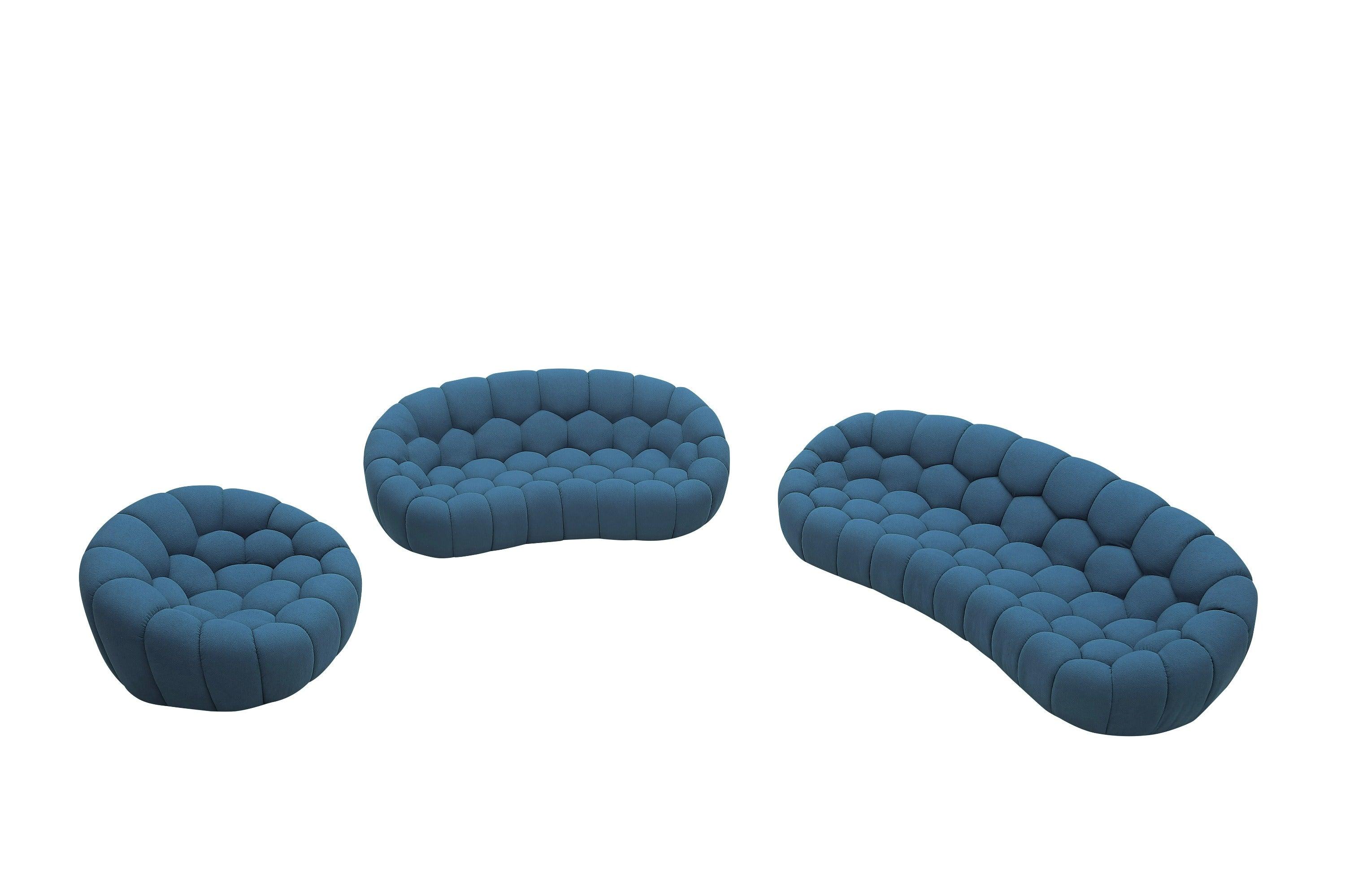 Divani Casa Yolonda Modern Curved Dark Fabric Sofa Set