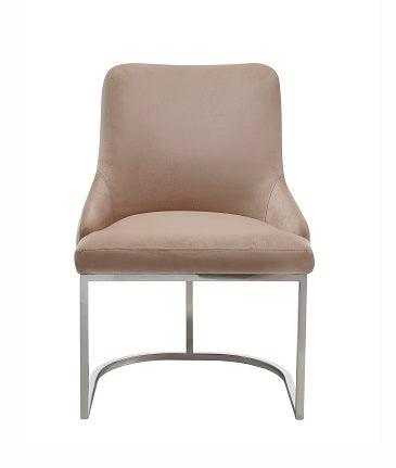 Modrest Daria Modern Velvet and Stainless Steel Dining Chair Set of 2