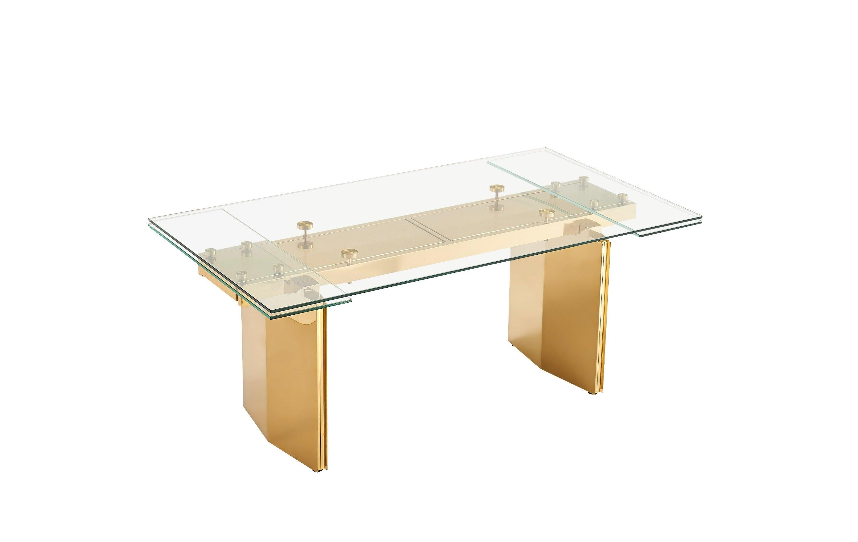 Modrest Nassim Glam Glass Extendable Dining Table
