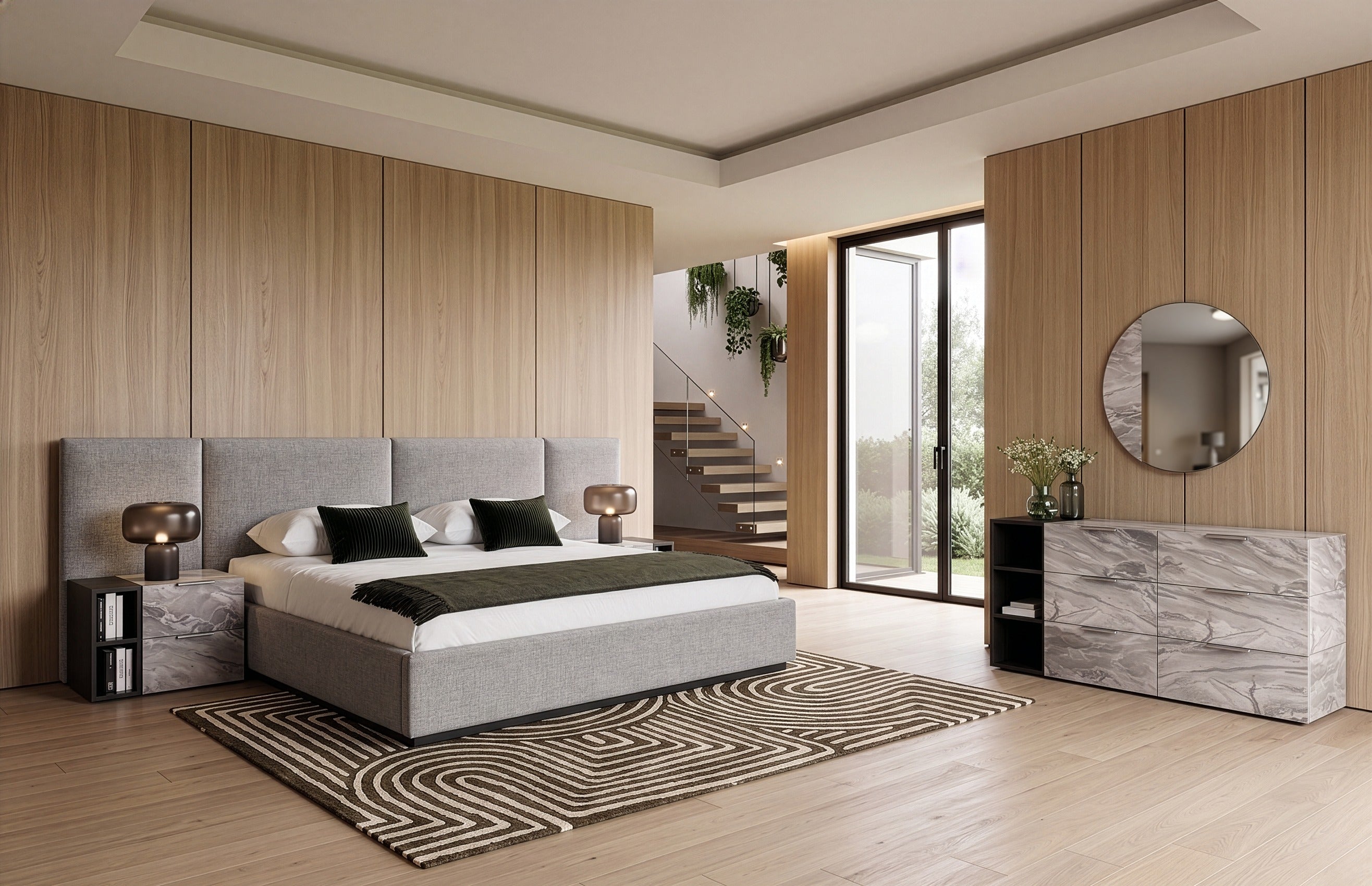 Maranello - Modern Wash and Faux Marble Nightstand