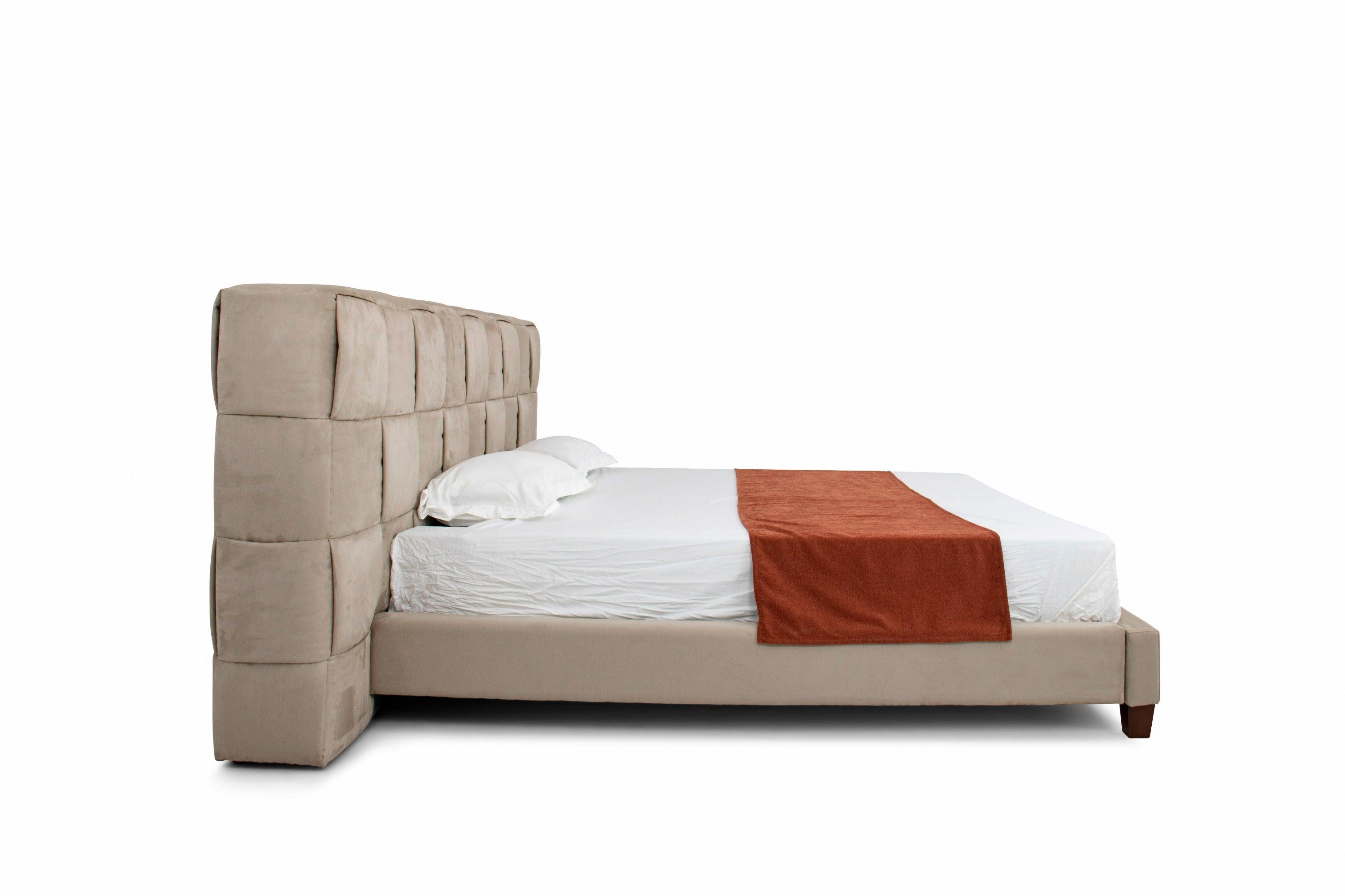 Modrest McKamey - Modern Beige Fabric Bed-Bed-VIG-Wall2Wall Furnishings