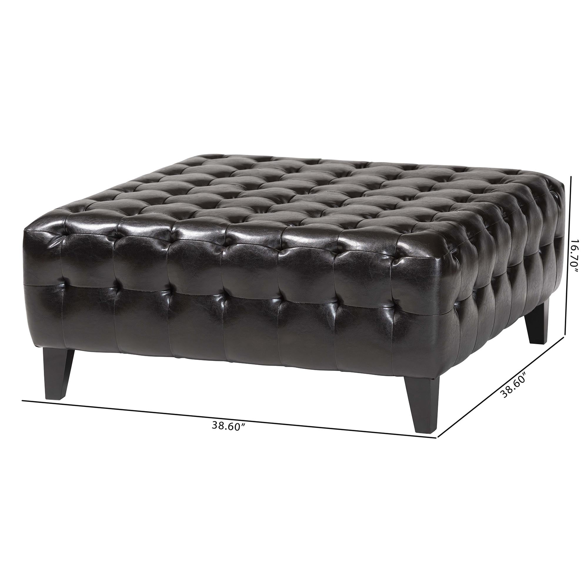 Pemberly Bonded Leather Square Ottoman