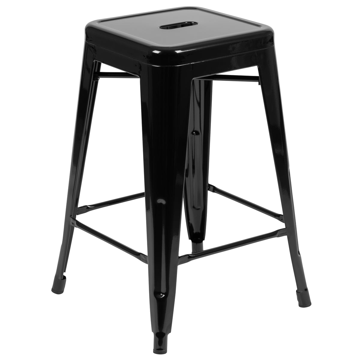 24" High Metal Counter-Height, Indoor Bar Stool - Stackable Set of 4