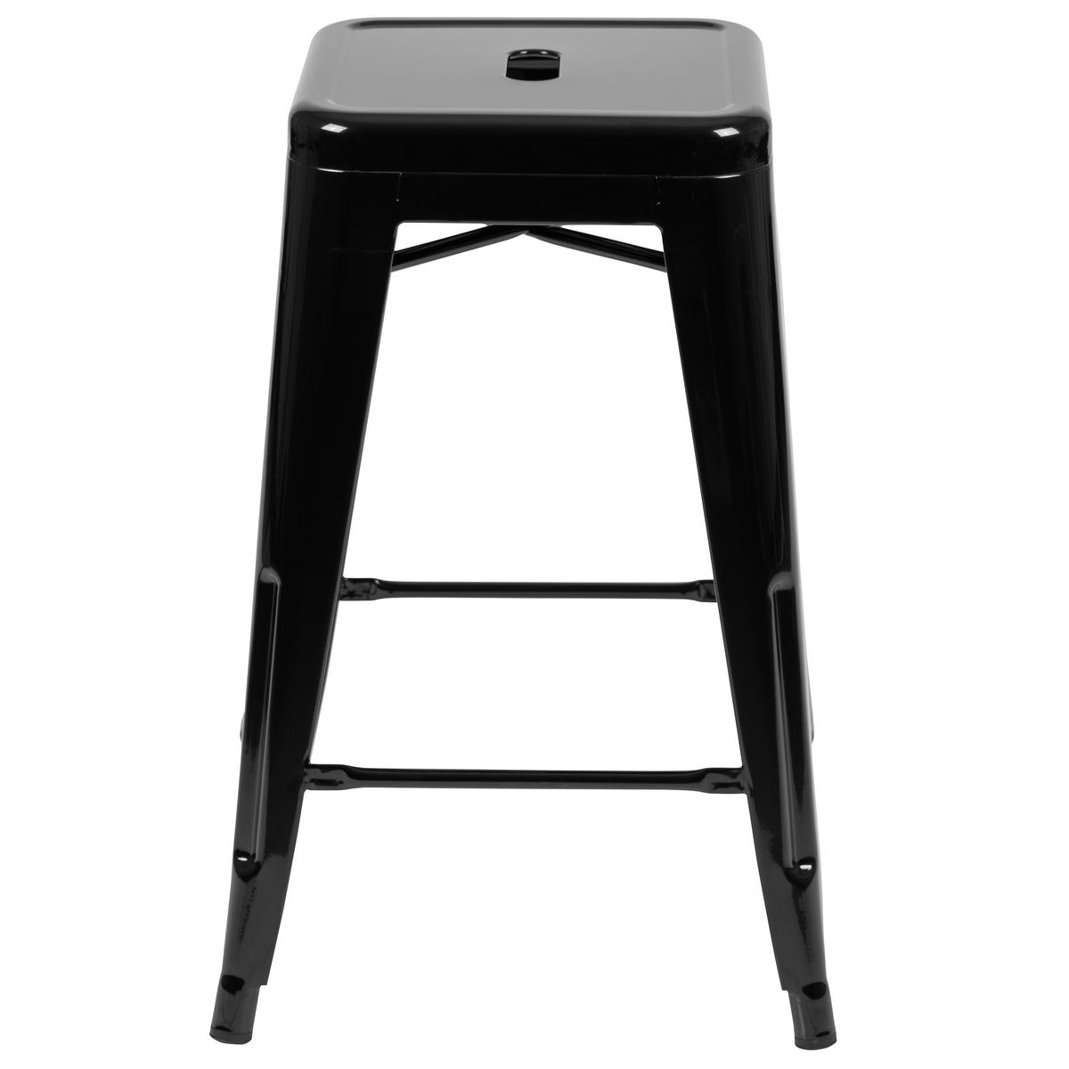 24" High Metal Counter-Height, Indoor Bar Stool - Stackable Set of 4