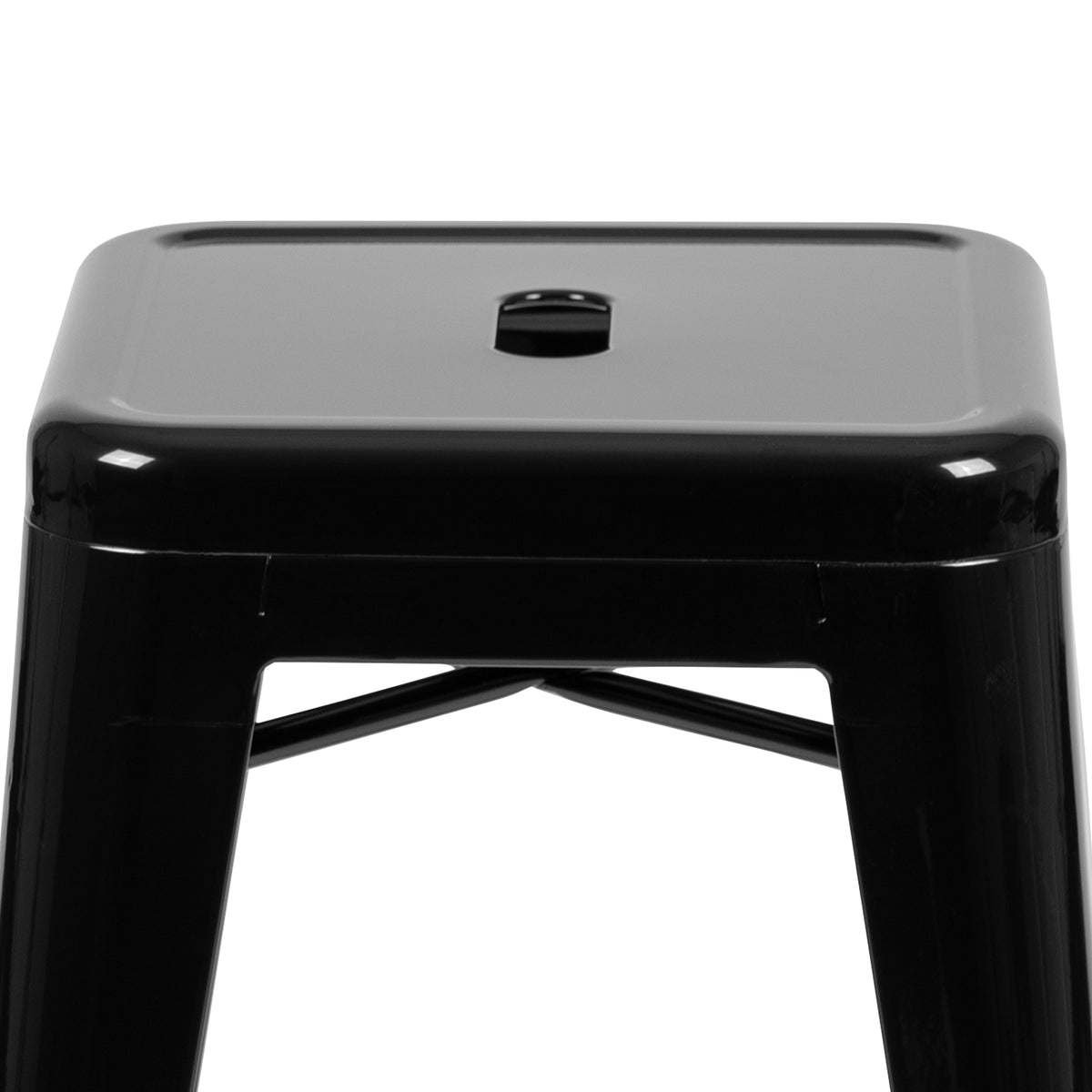 24" High Metal Counter-Height, Indoor Bar Stool - Stackable Set of 4