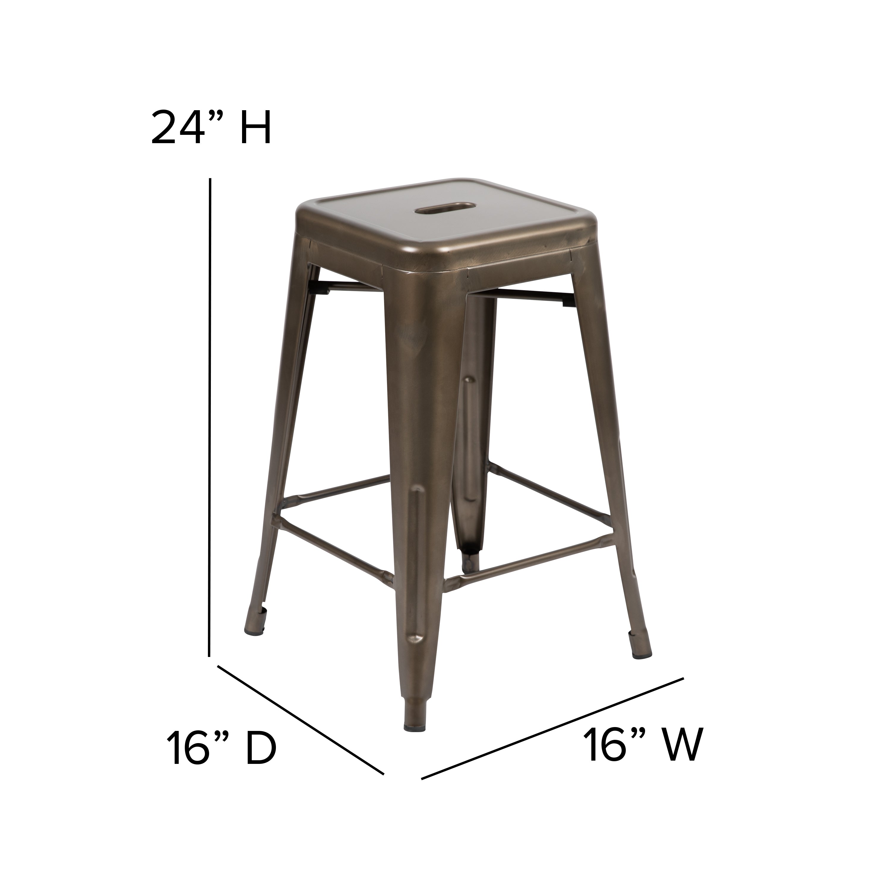 24" High Metal Counter-Height, Indoor Bar Stool - Stackable Set of 4-Metal Counter Height Stools-Flash Furniture-Wall2Wall Furnishings