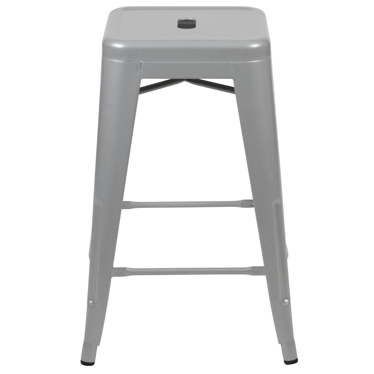 24" High Metal Counter-Height, Indoor Bar Stool - Stackable Set of 4